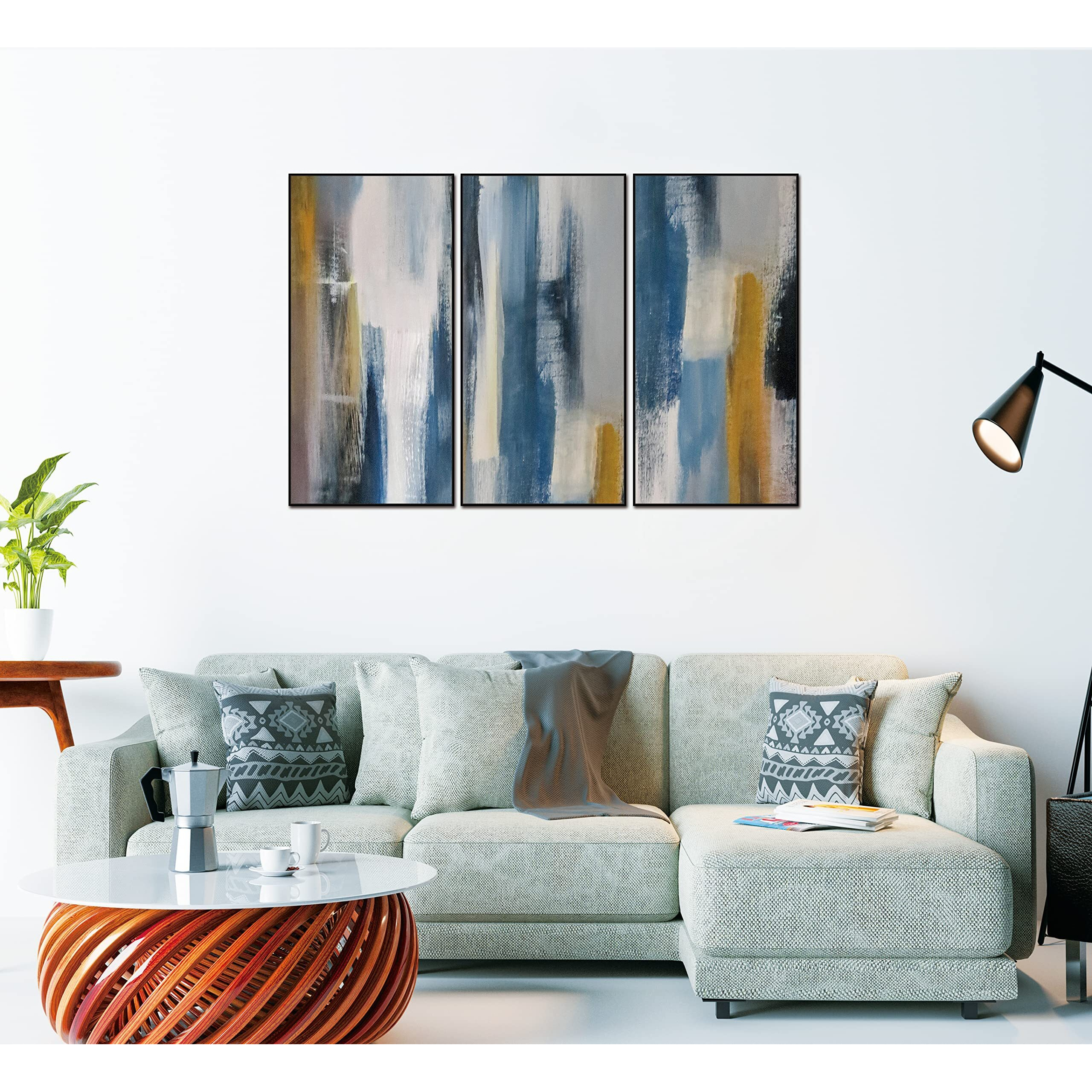 Whiteline Modern Living Indie 3-Piece 48"&quotX24"" (Each) Canvas Wall Art  Black Ps Frame