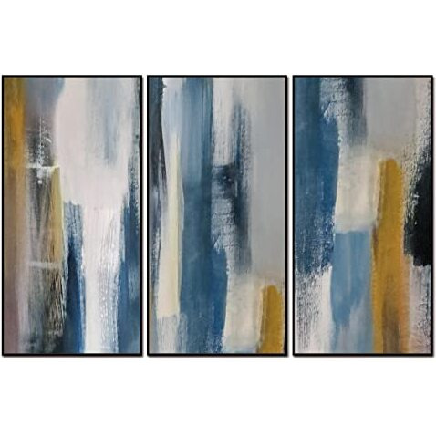 Whiteline Modern Living Indie 3-Piece 48"&quotX24"" (Each) Canvas Wall Art  Black Ps Frame
