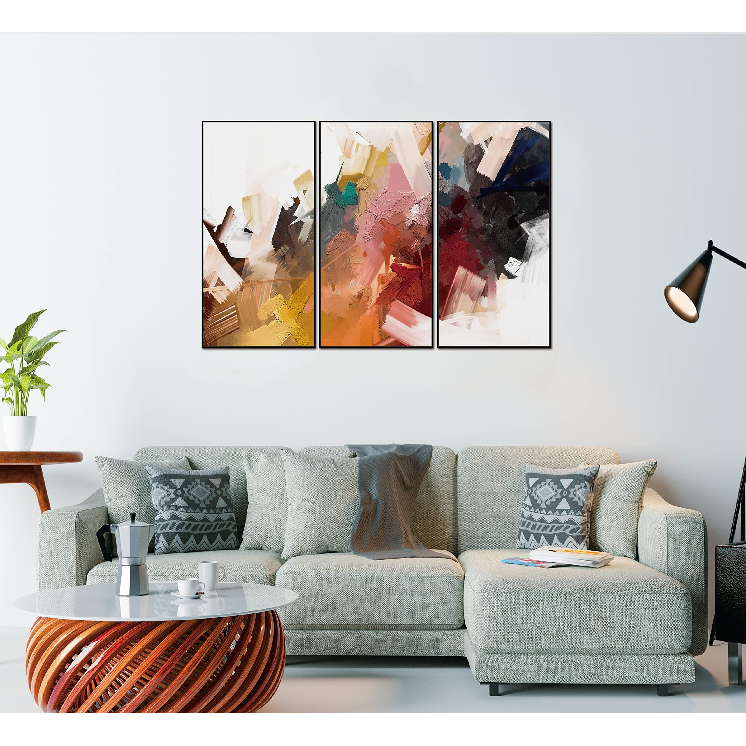 Whiteline Modern Living Luz 3-Piece 48"&quotX24"" (Each) Canvas Wall Art  Black Ps Frame