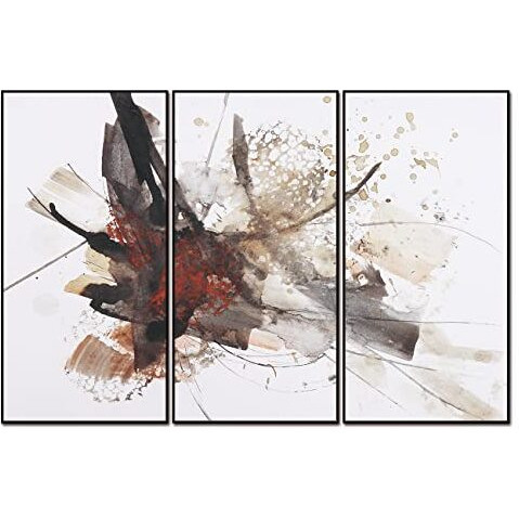 Whiteline Modern Living Freya 3-Piece 48"&quotX24"" (Each) Canvas Wall Art  Black Ps Frame