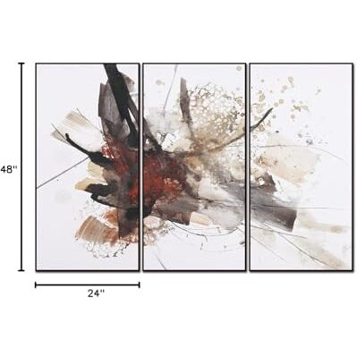 Whiteline Modern Living Freya 3-Piece 48"&quotX24"" (Each) Canvas Wall Art  Black Ps Frame