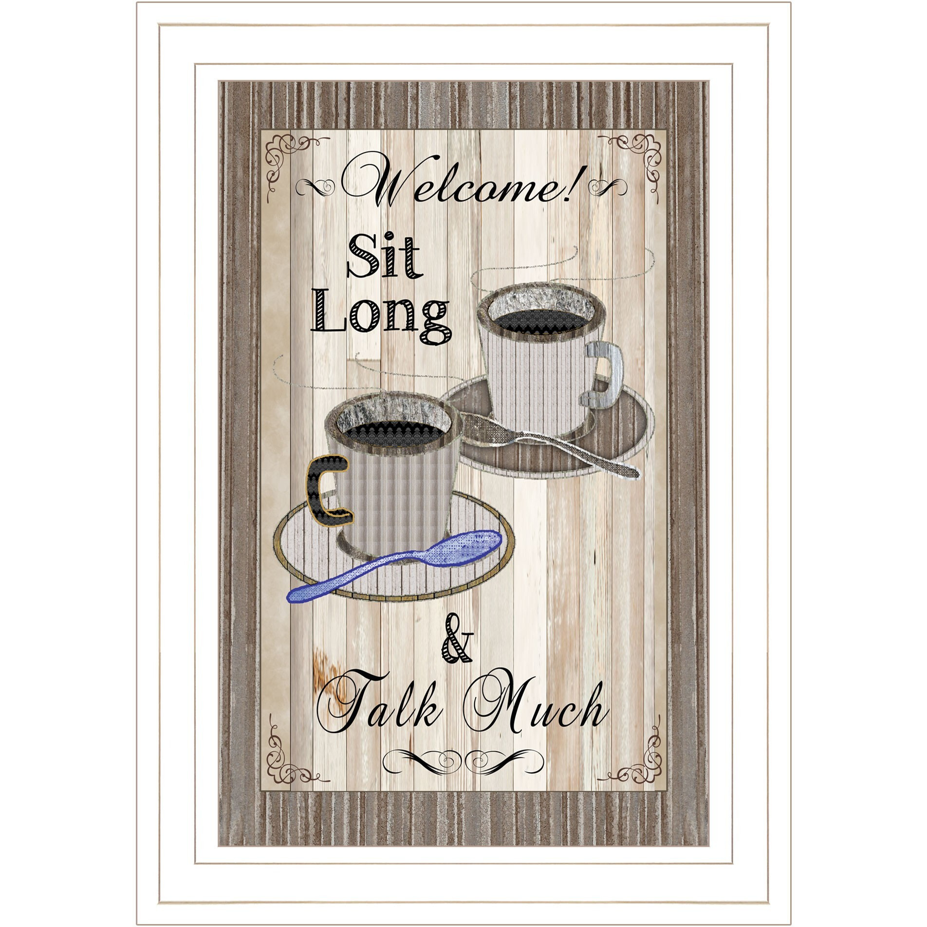 Sit Long Talk Much 1 White Framed Print Wall Art