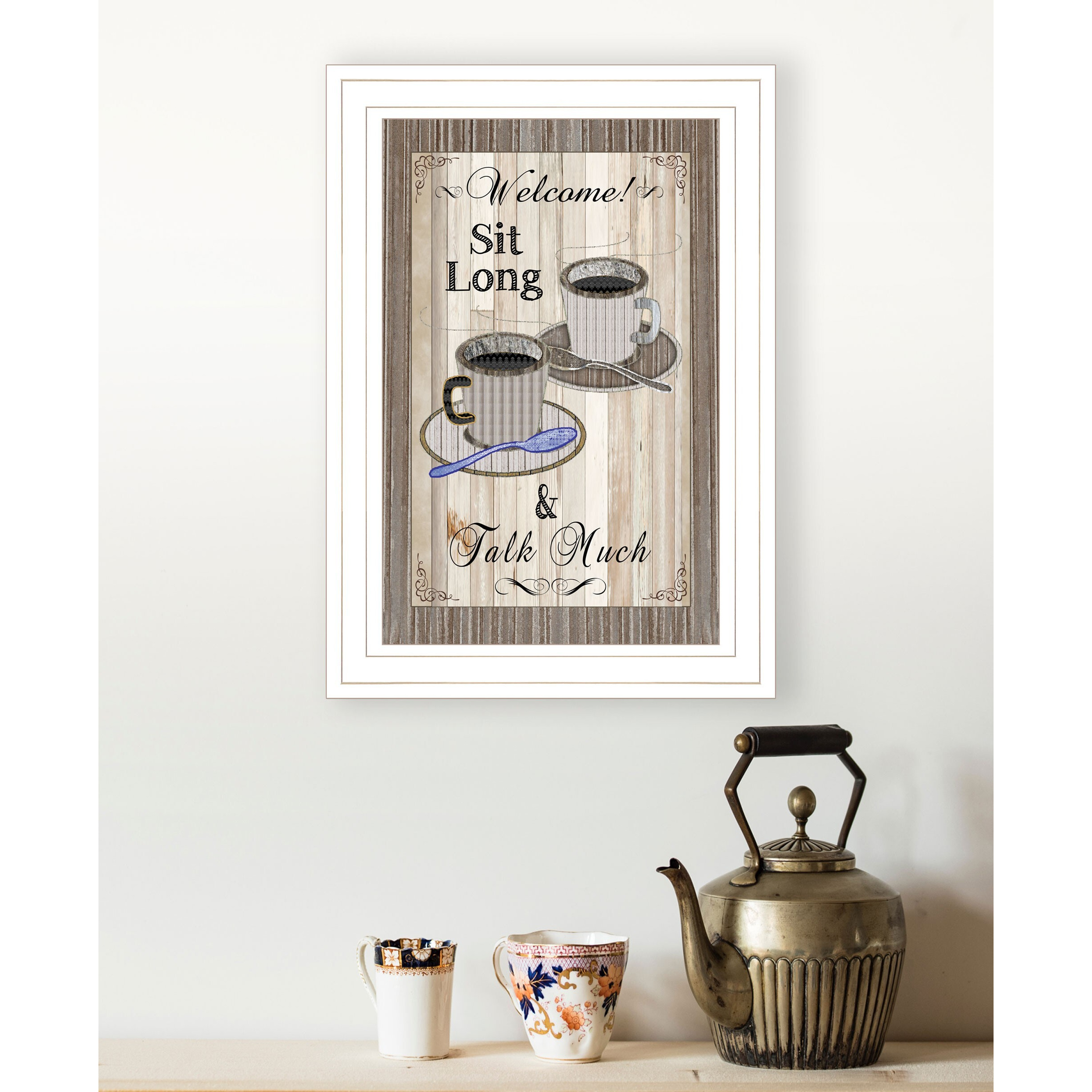 Sit Long Talk Much 1 White Framed Print Wall Art
