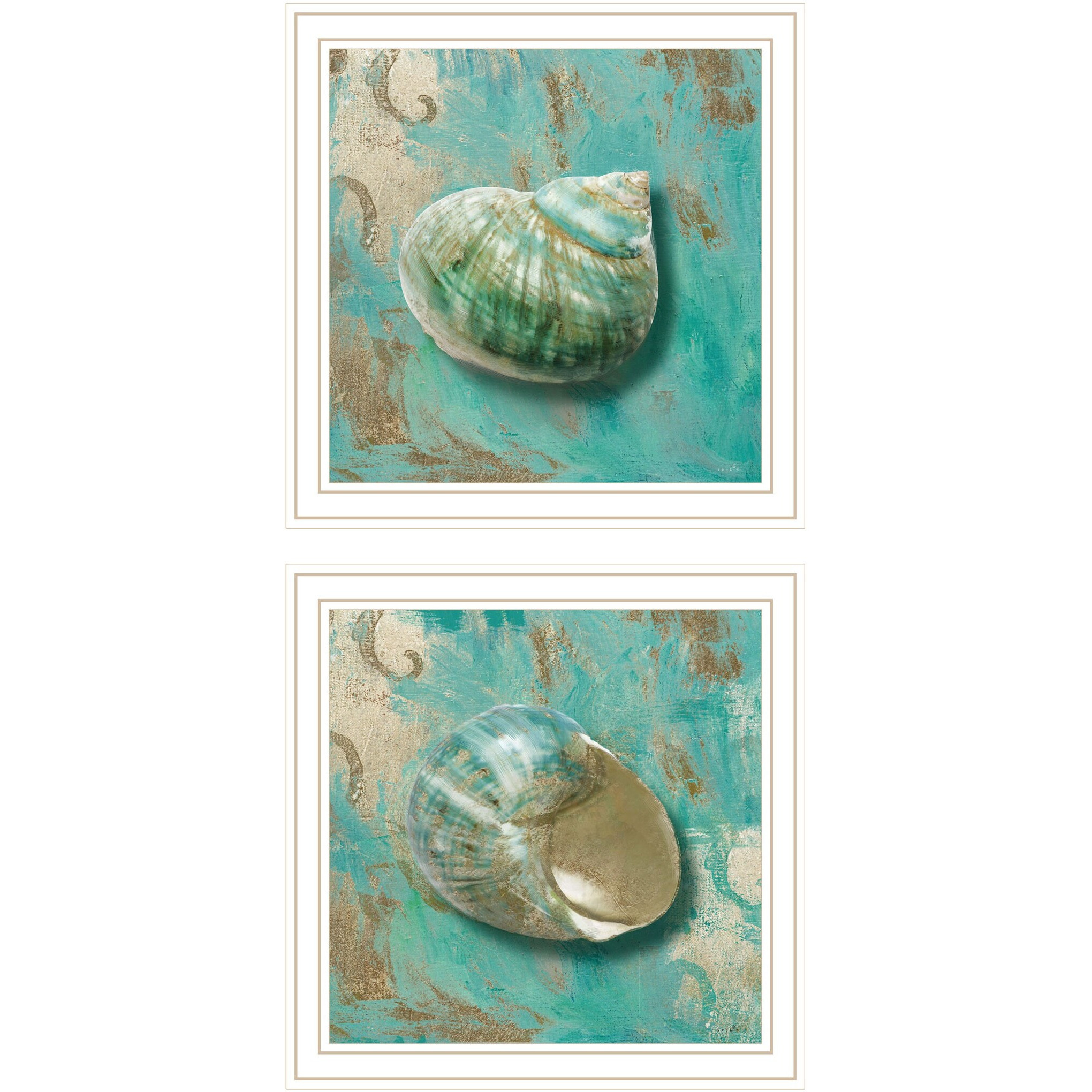 Set Of Two Azurica I And Sea Ii 2 White Framed Print Wall Art