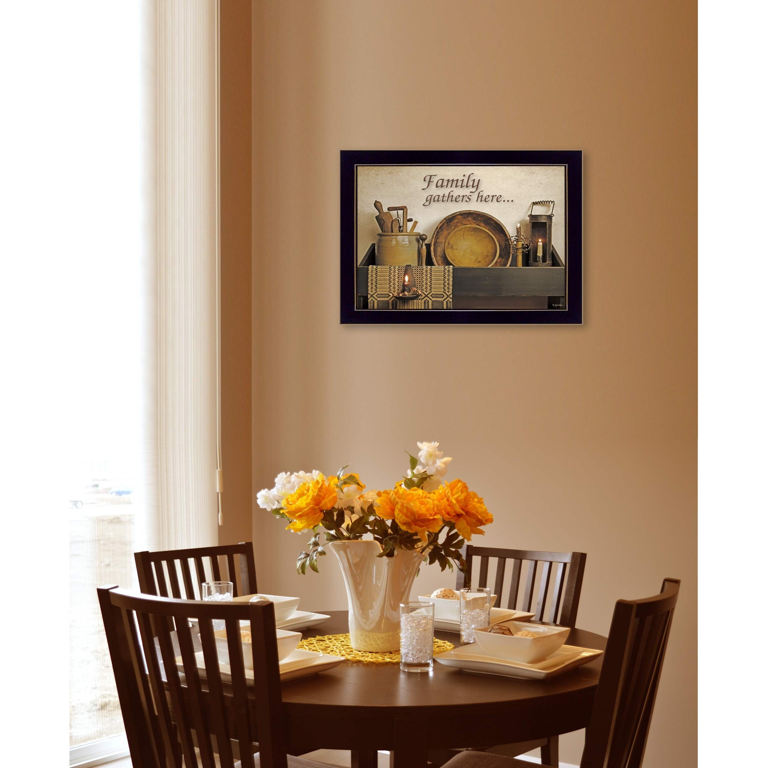 Family Gather Here 1 Black Framed Print Kitchen Wall Art