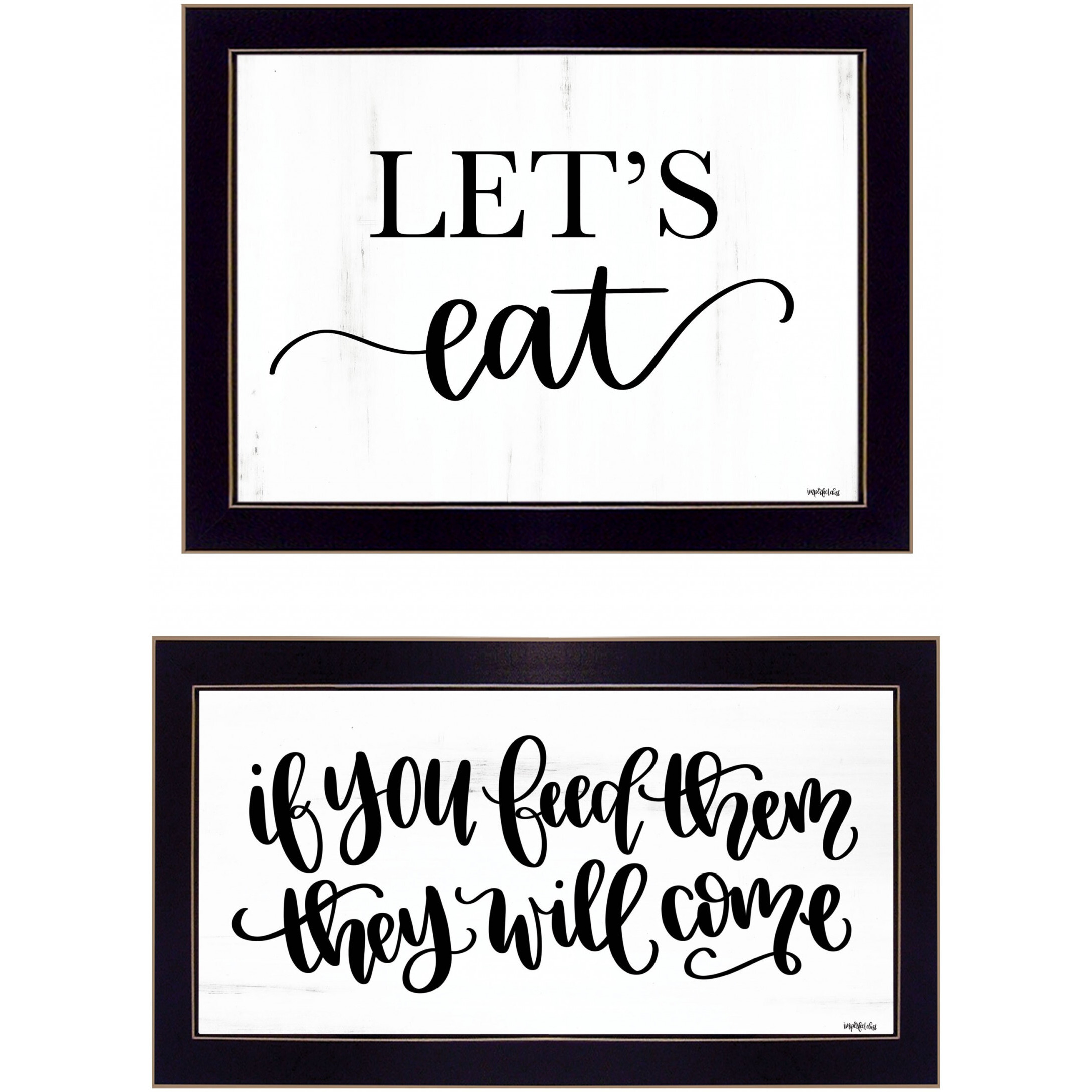Set Of Two Lets Eat Or Feed Them 3 Black Framed Print Wall Art