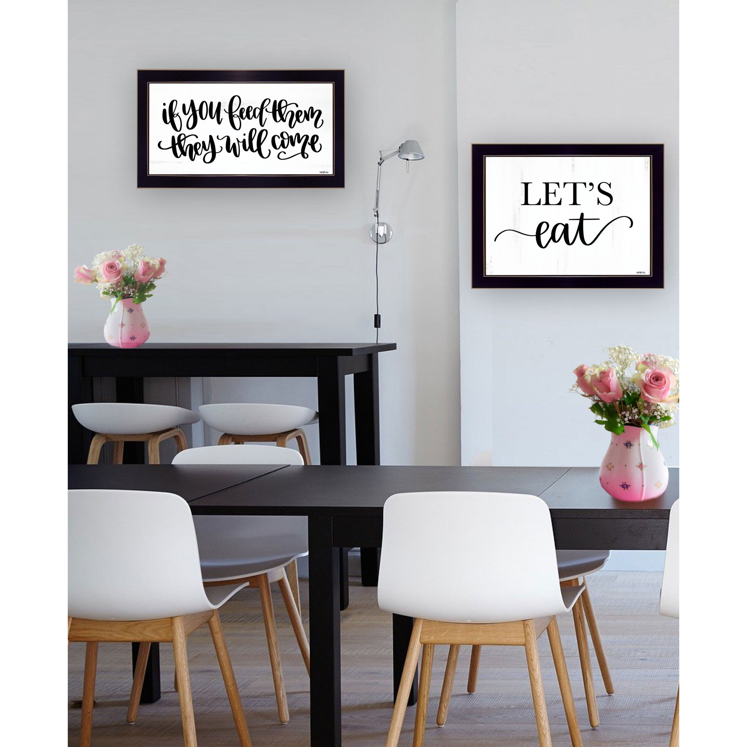 Set Of Two Lets Eat Or Feed Them 3 Black Framed Print Wall Art