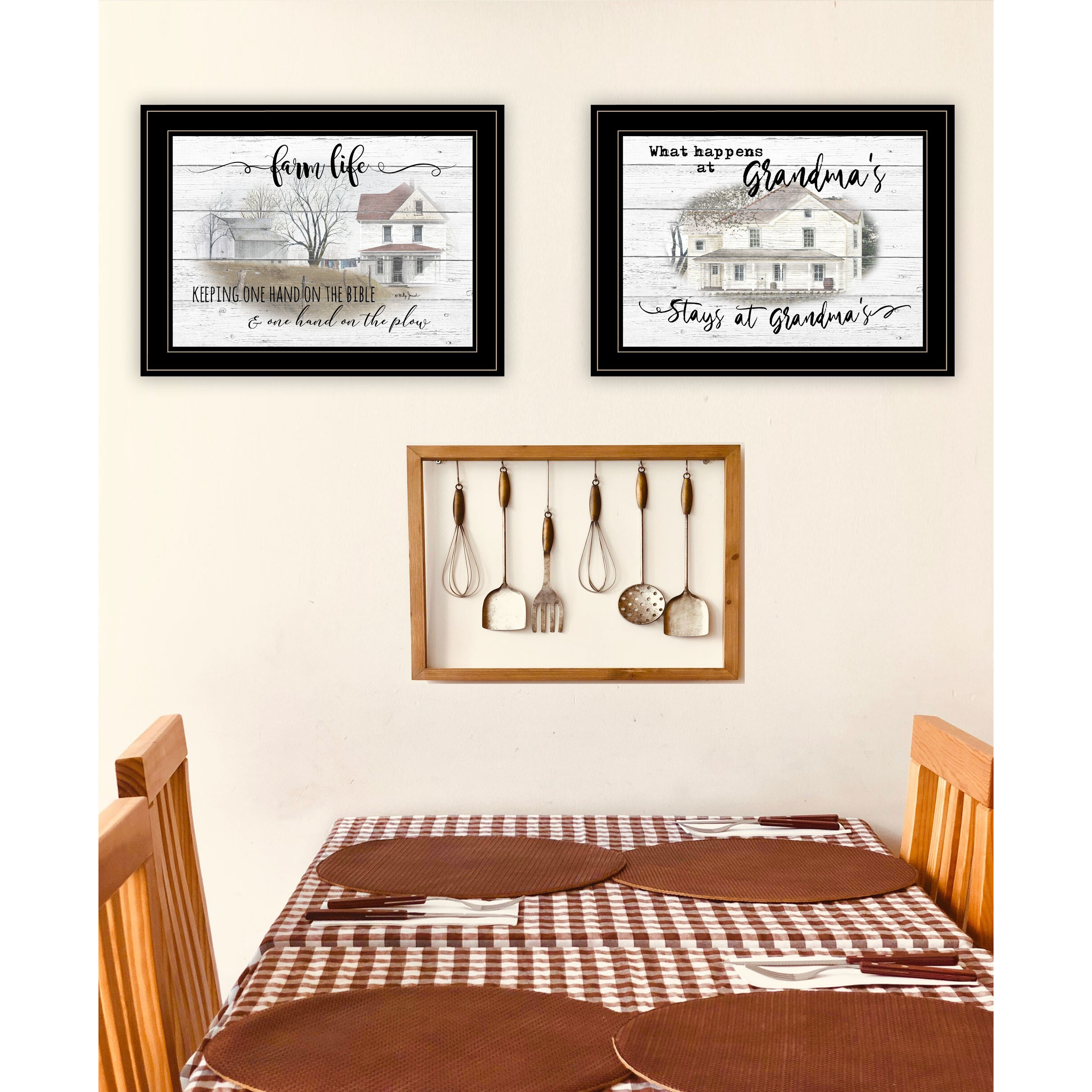 Set Of Two Stays At Grandmas And Bible Farmhouse Black Framed Print Wall Art