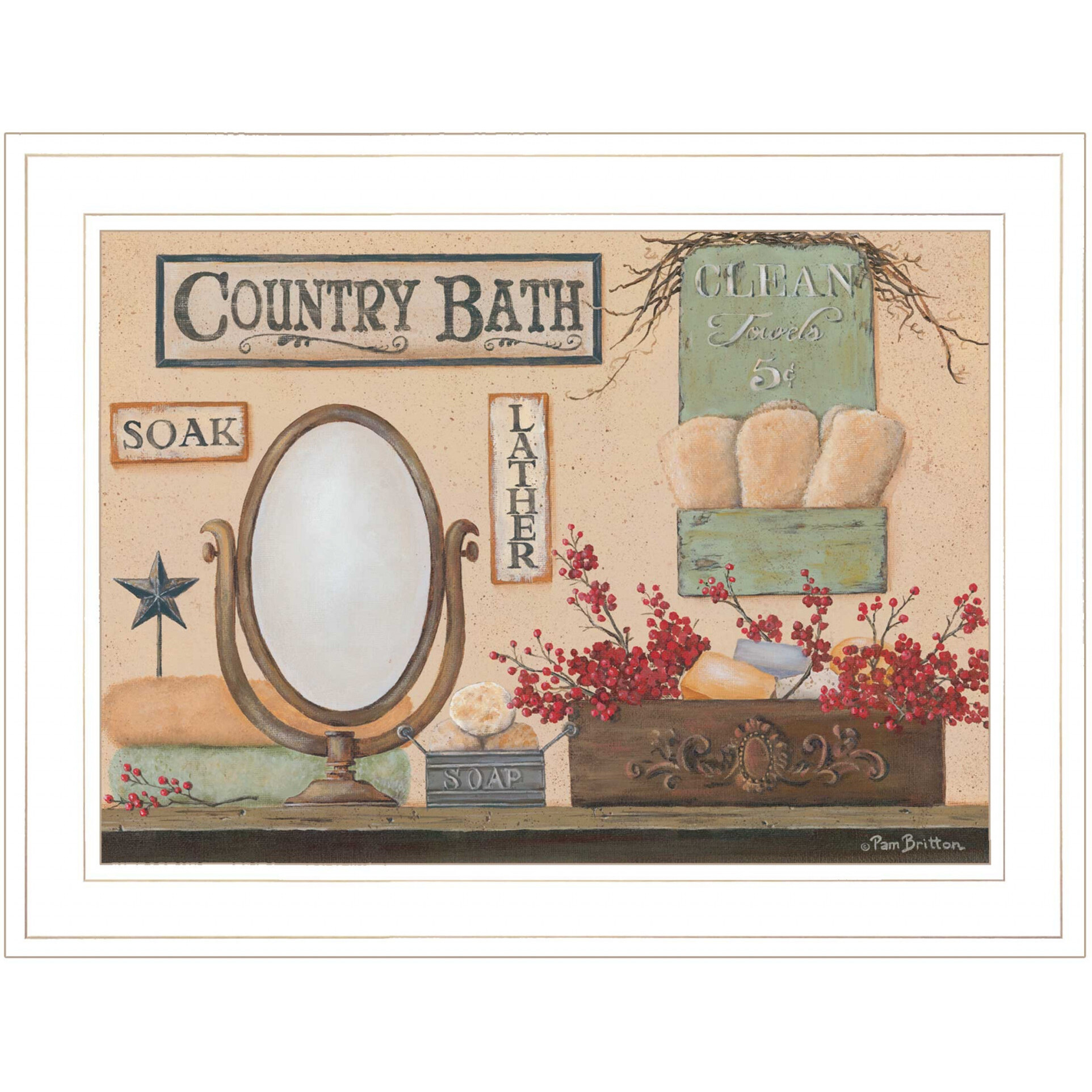 Country Bath 11 White Framed Print Wall Art