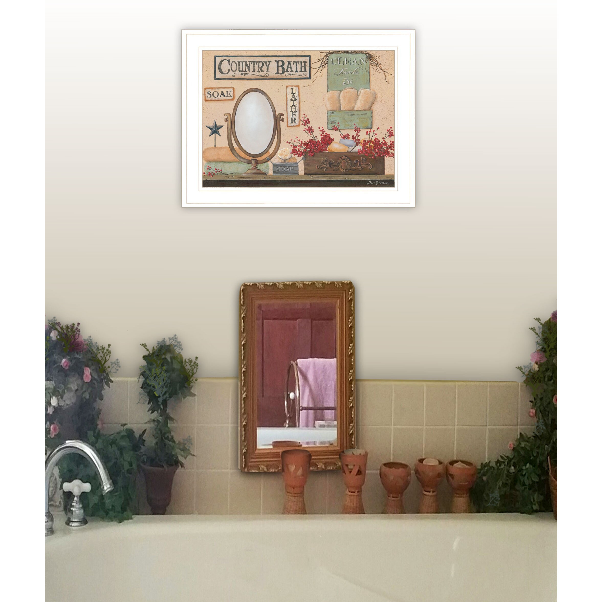 Country Bath 11 White Framed Print Wall Art