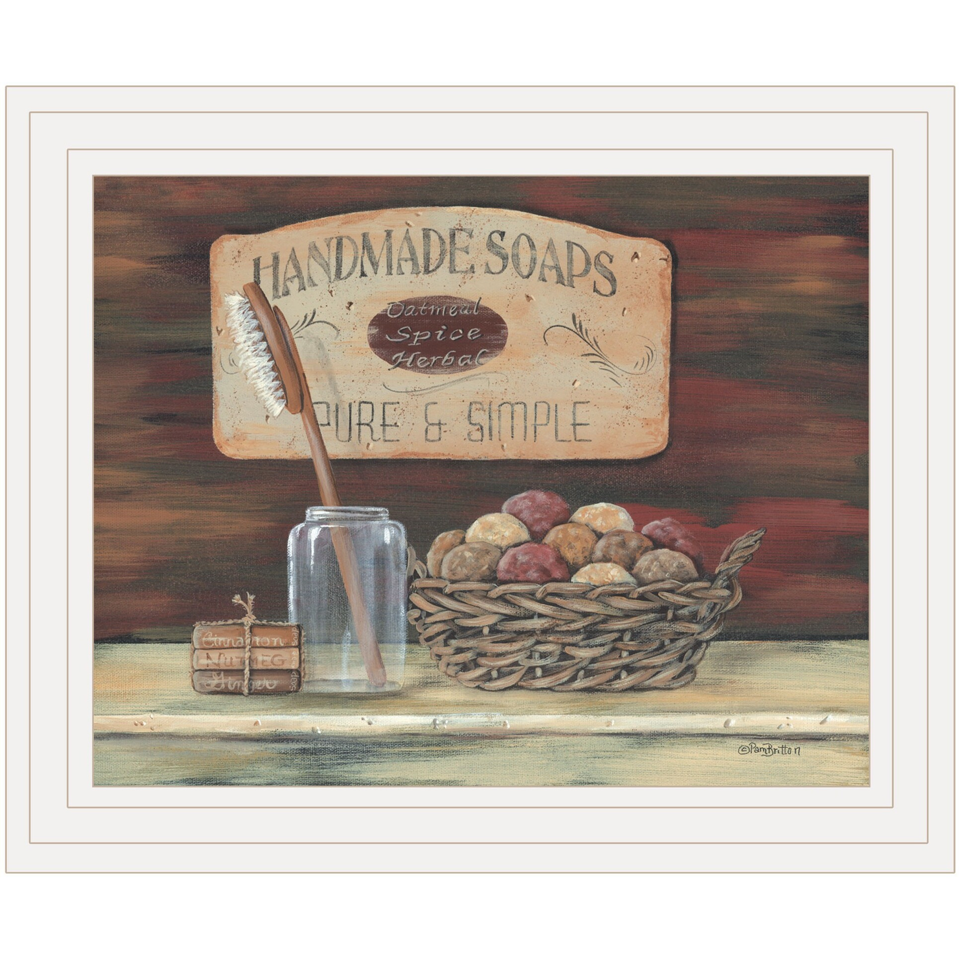Handmade Soaps White Framed Print Bathroom Wall Art