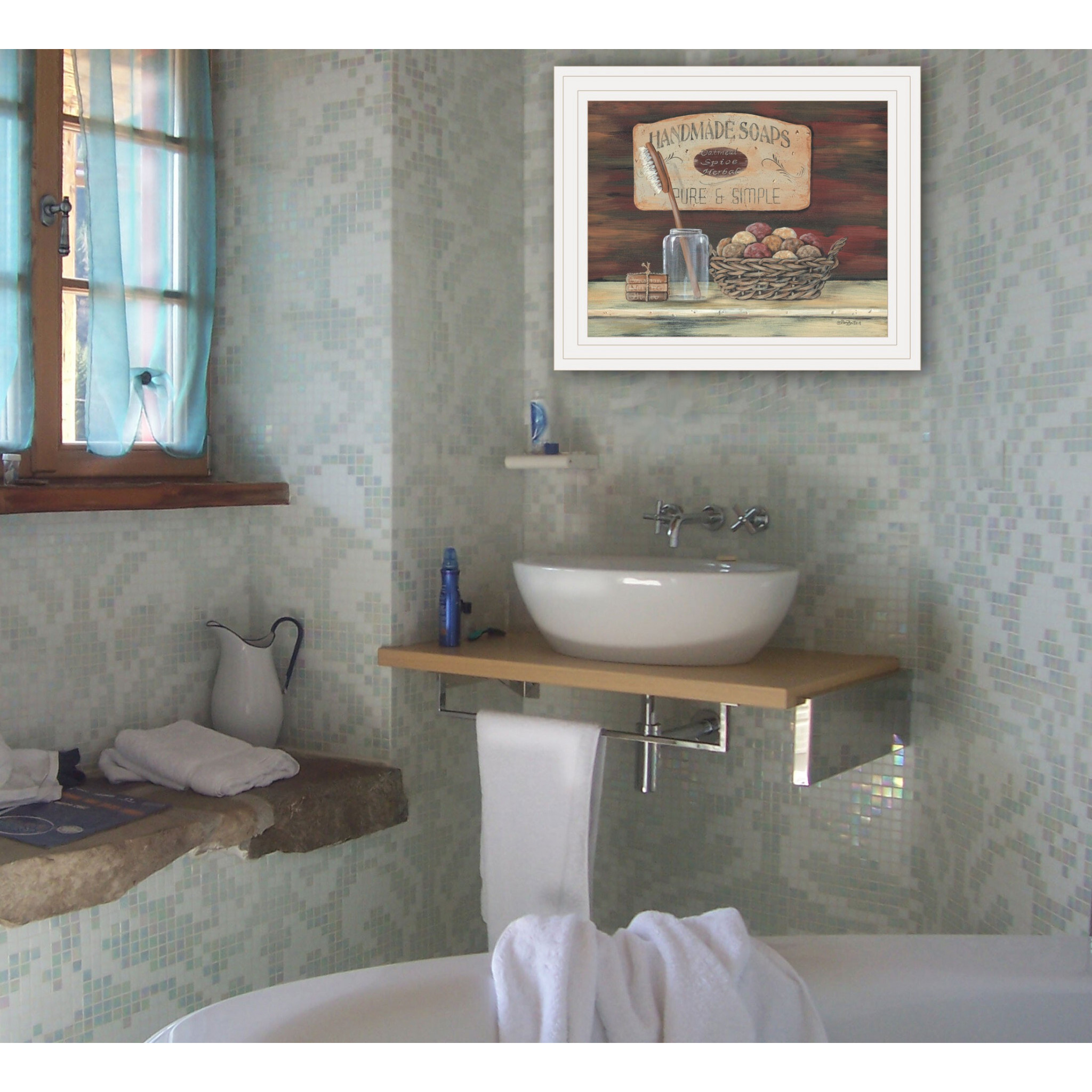 Handmade Soaps White Framed Print Bathroom Wall Art