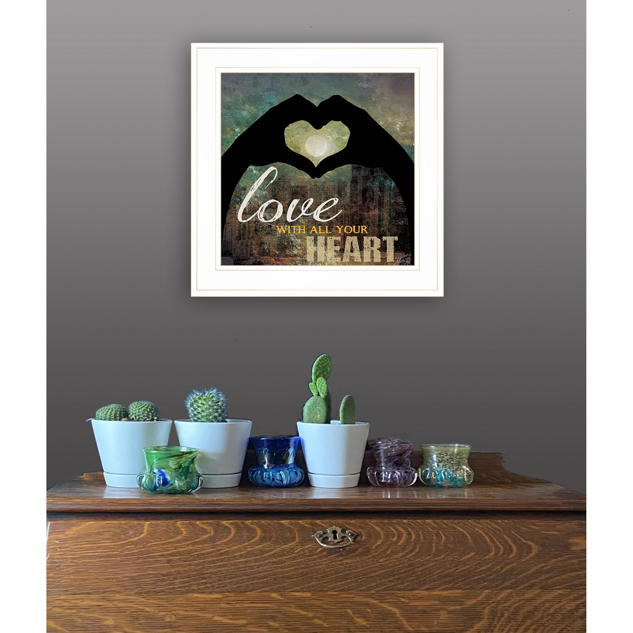 Love With All Your Heart 3 White Framed Print Wall Art