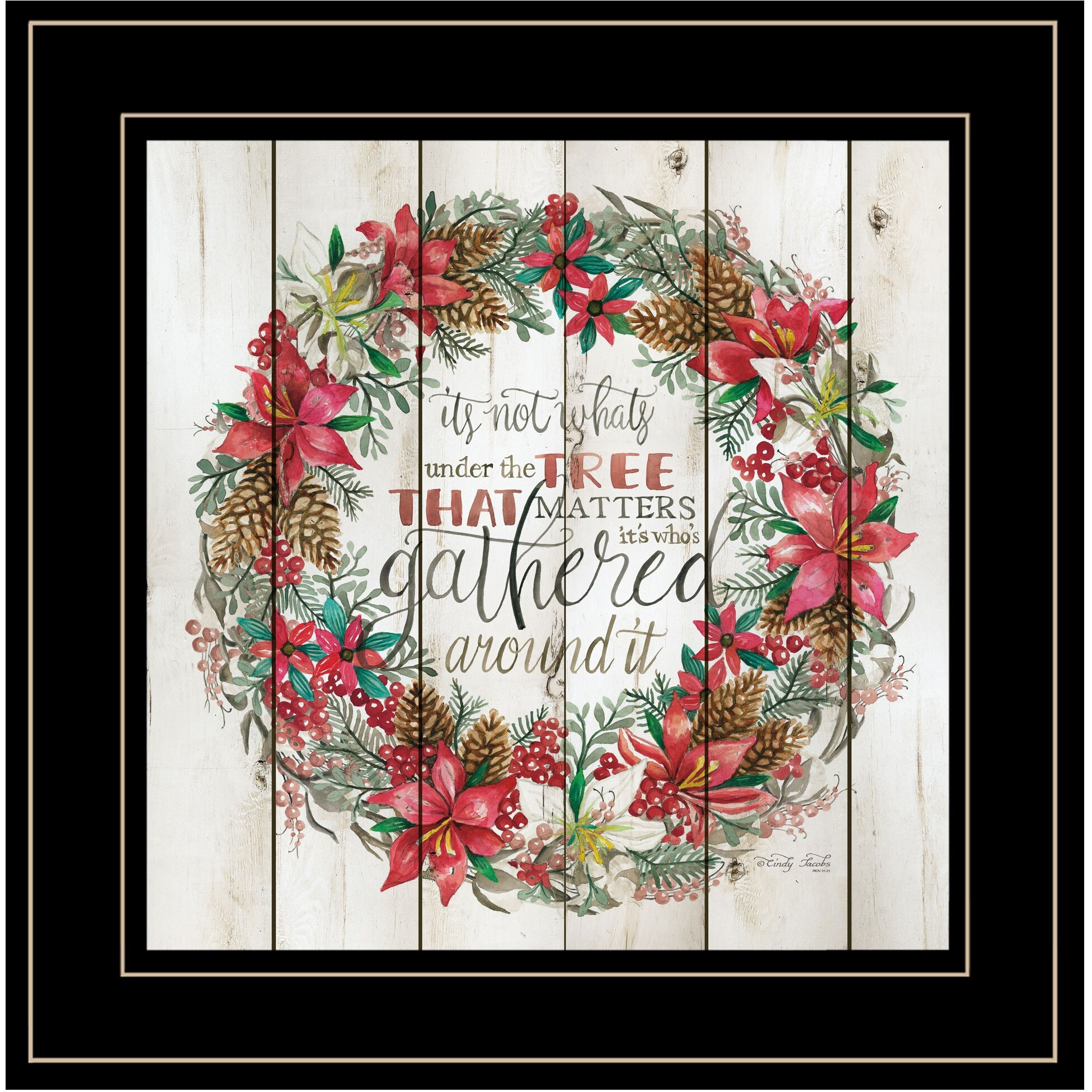 Gathered Around The Tree 2 Black Framed Print Wall Art