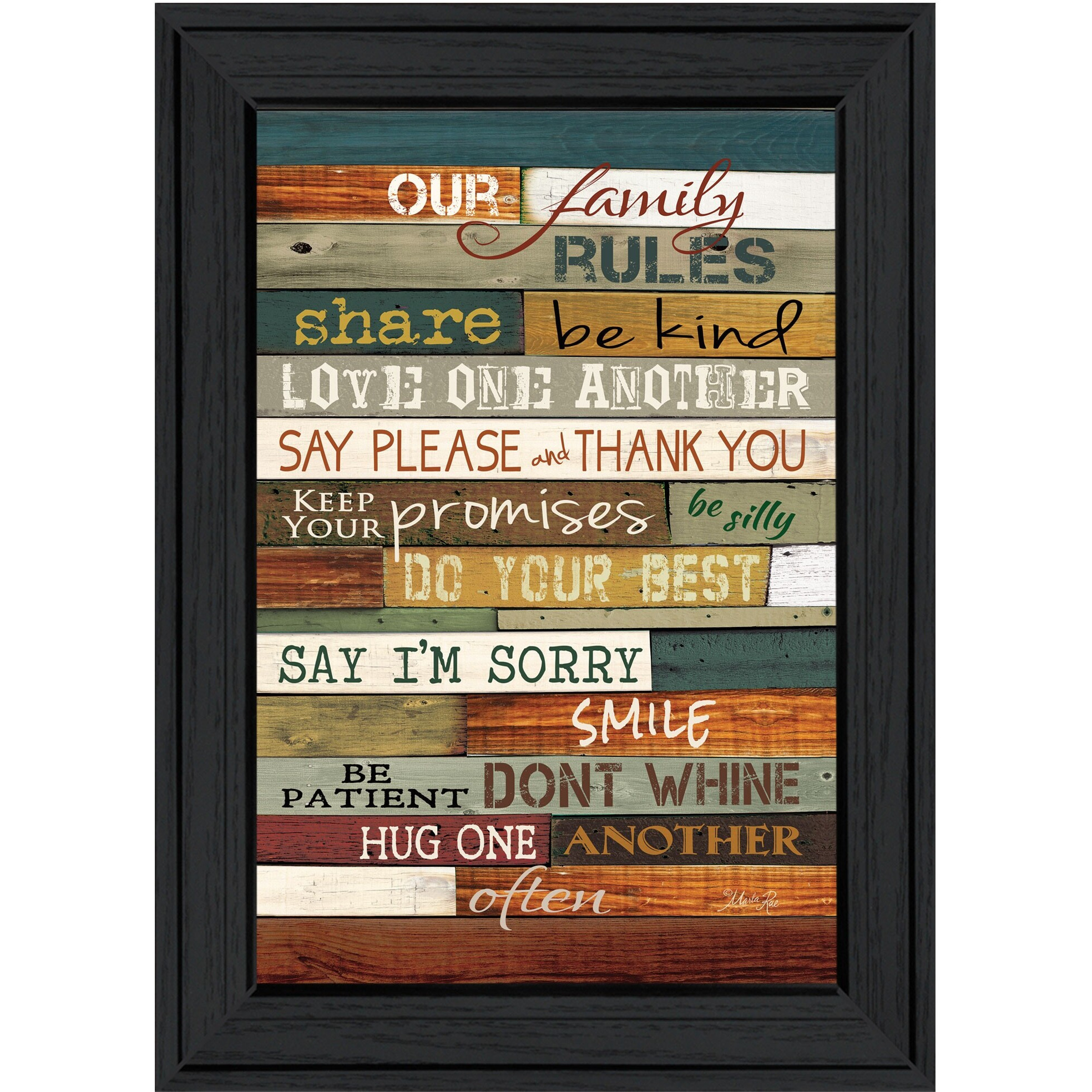 Our Family Rules 3 Black Framed Print Wall Art