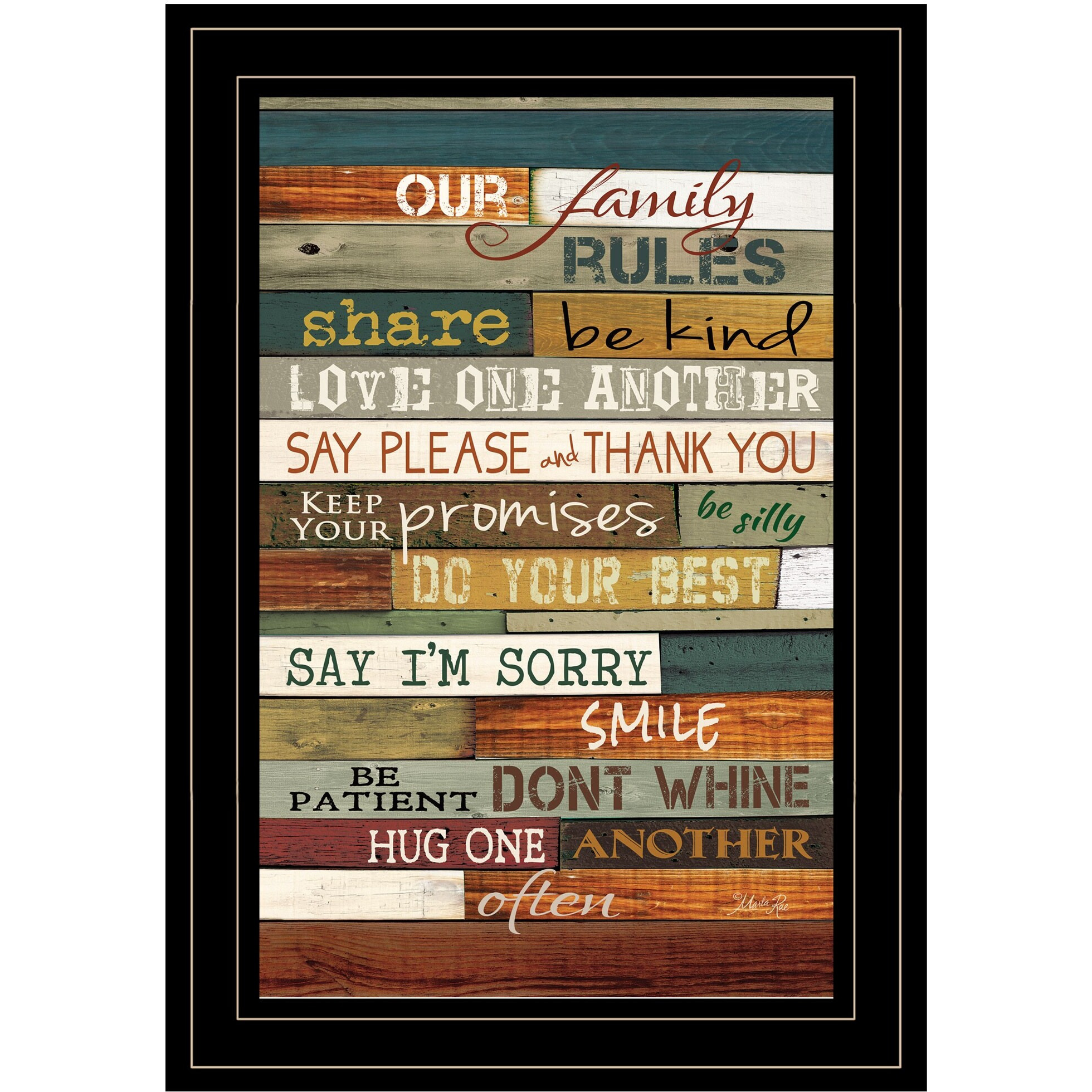 Our Family Rules 4 Black Framed Print Wall Art