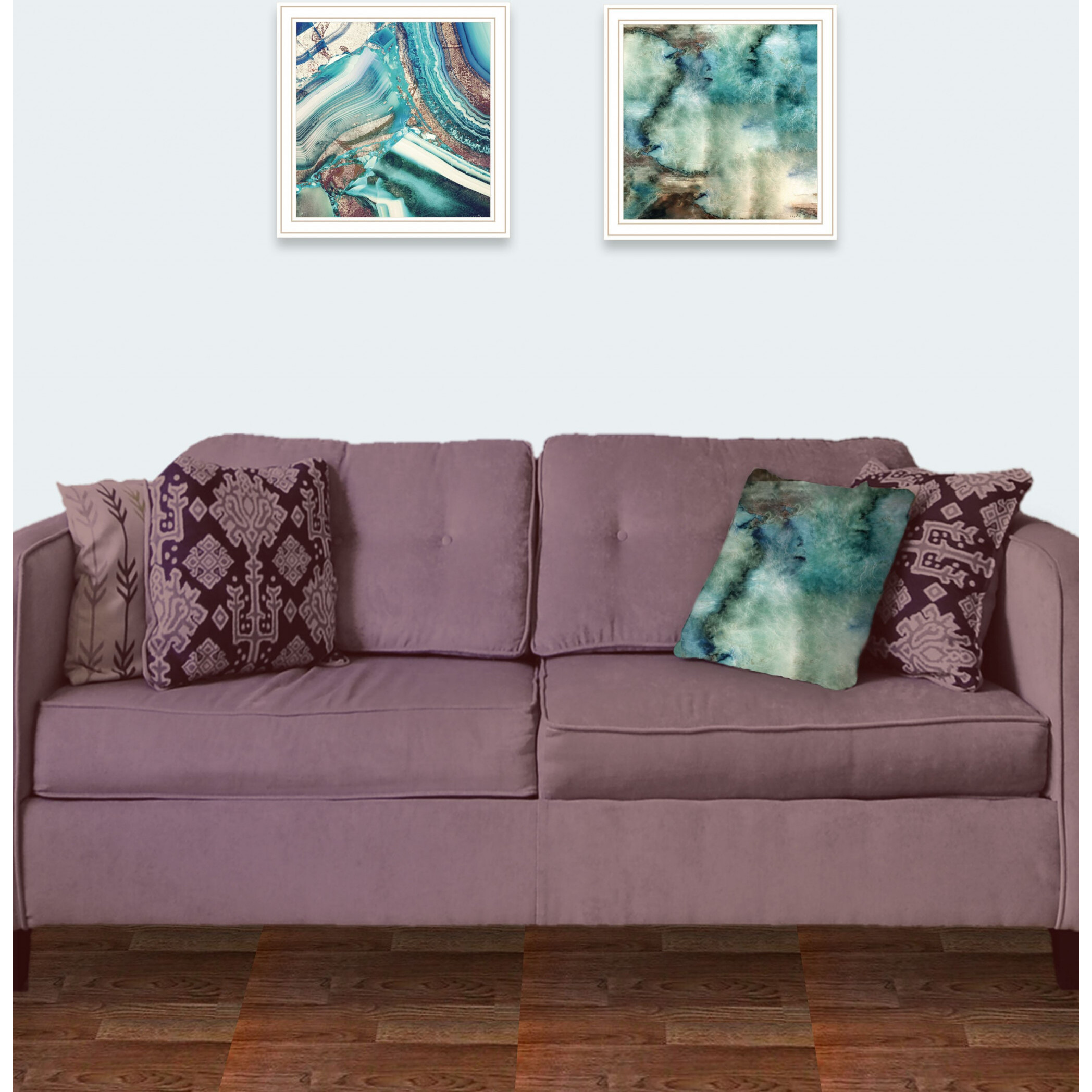 Set Of Two Earth Tones I And Sea Ii 2 White Framed Print Wall Art