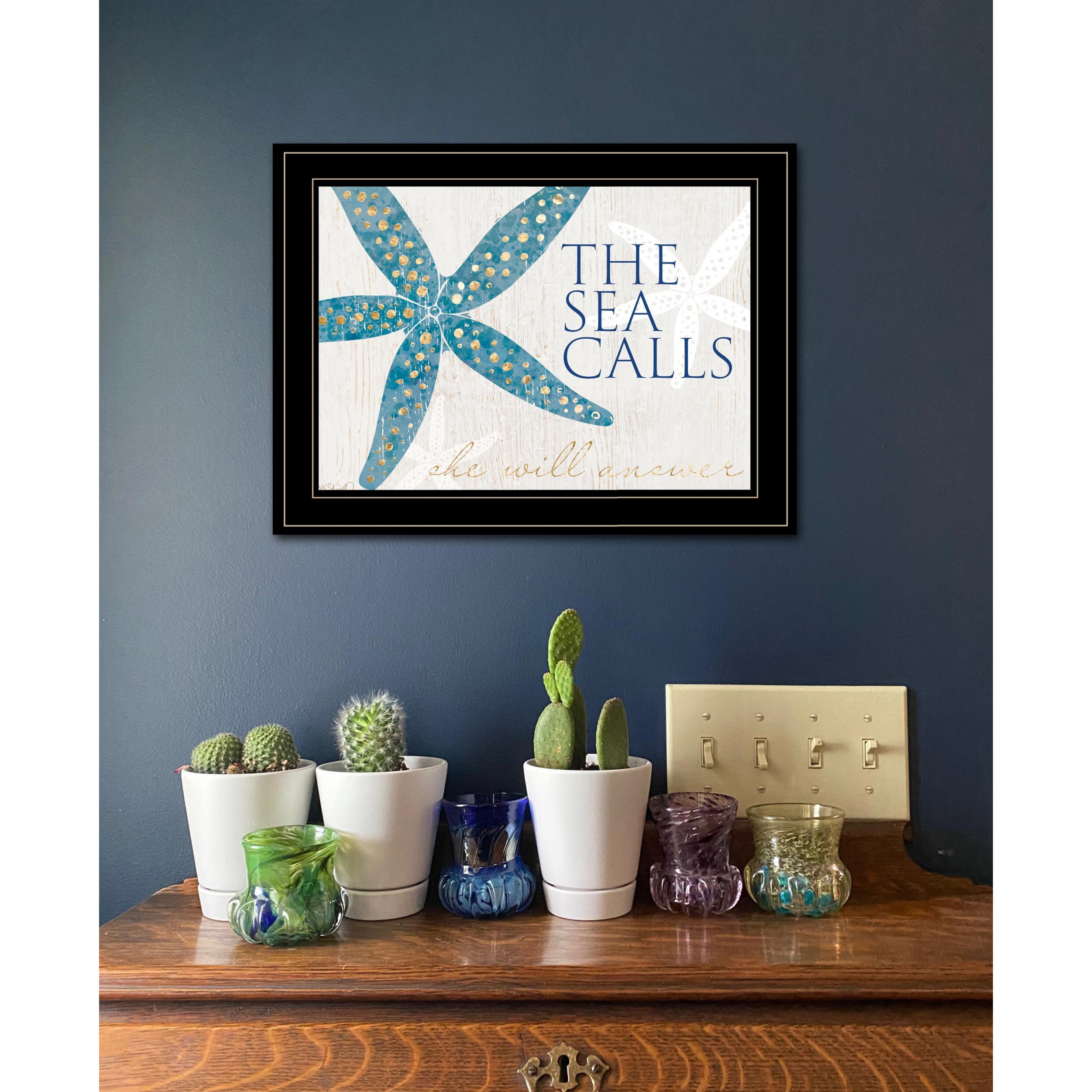 The Sea Calls 3 Black Framed Print Wall Art