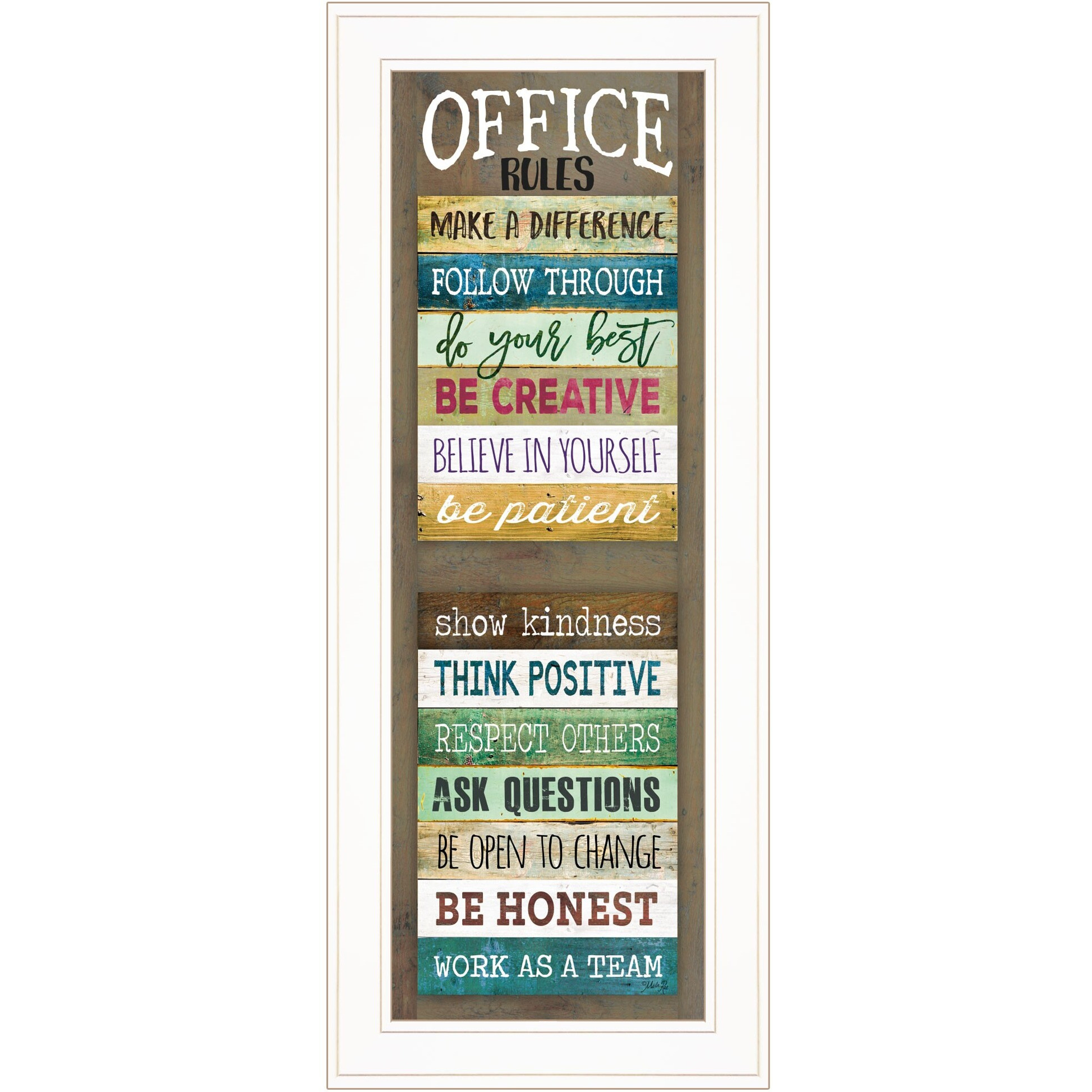 Office Rules 1 White Framed Print Wall Art