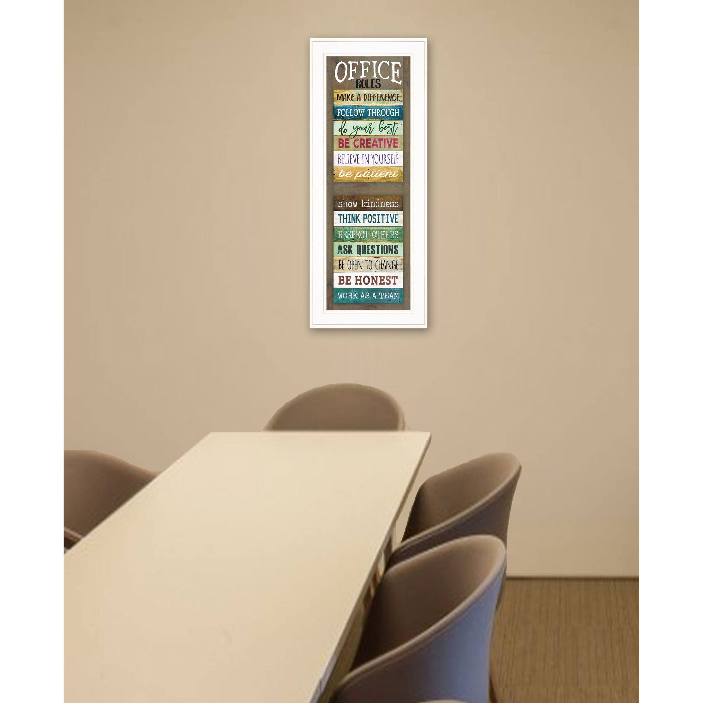 Office Rules 1 White Framed Print Wall Art