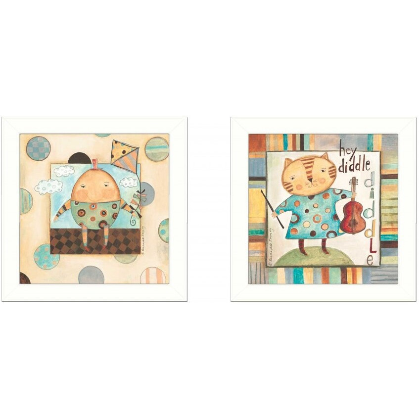 Set Of Two Nursery Pictures White Framed Print Wall Art