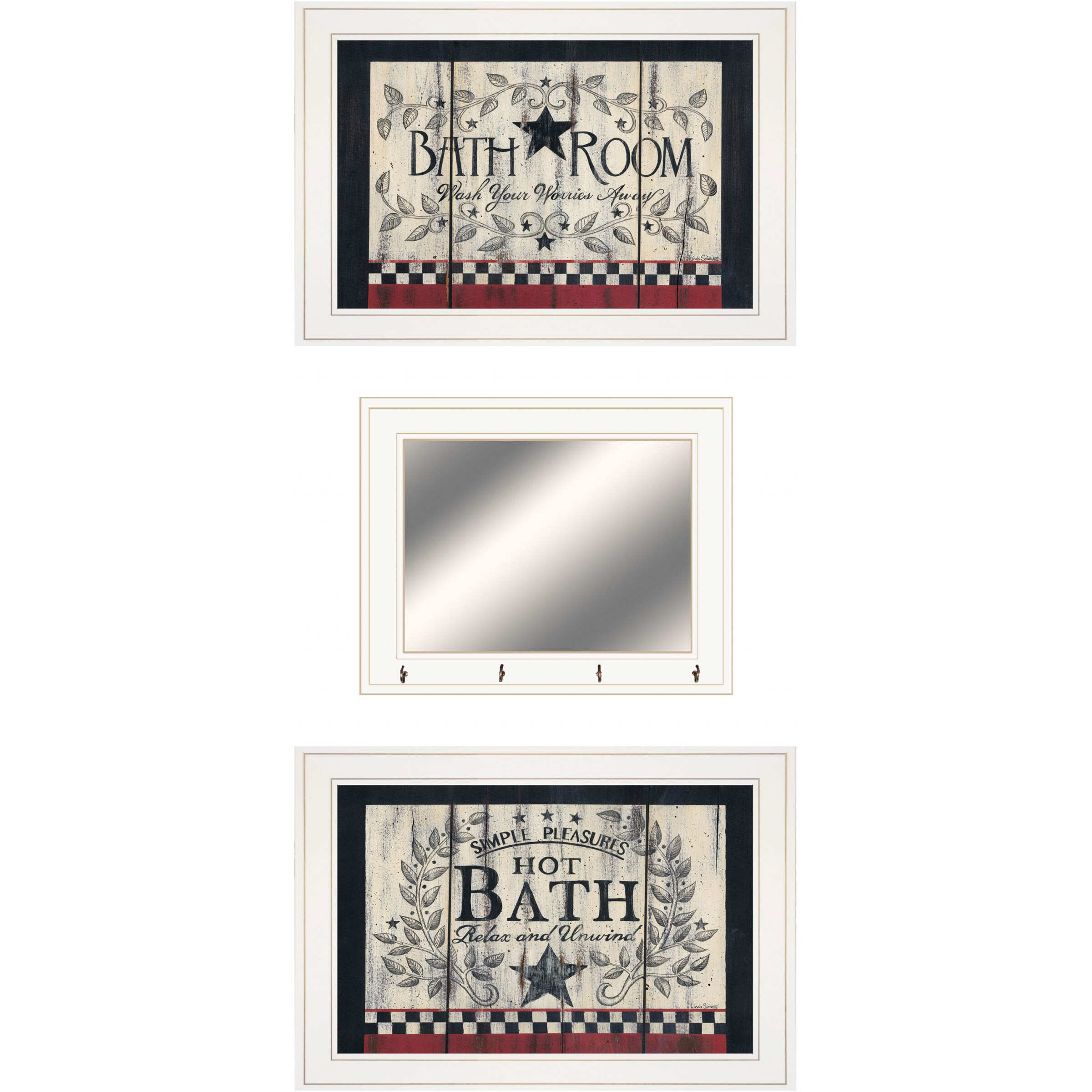 Set Of Three Hot Bath 15 White Framed Print Wall Art
