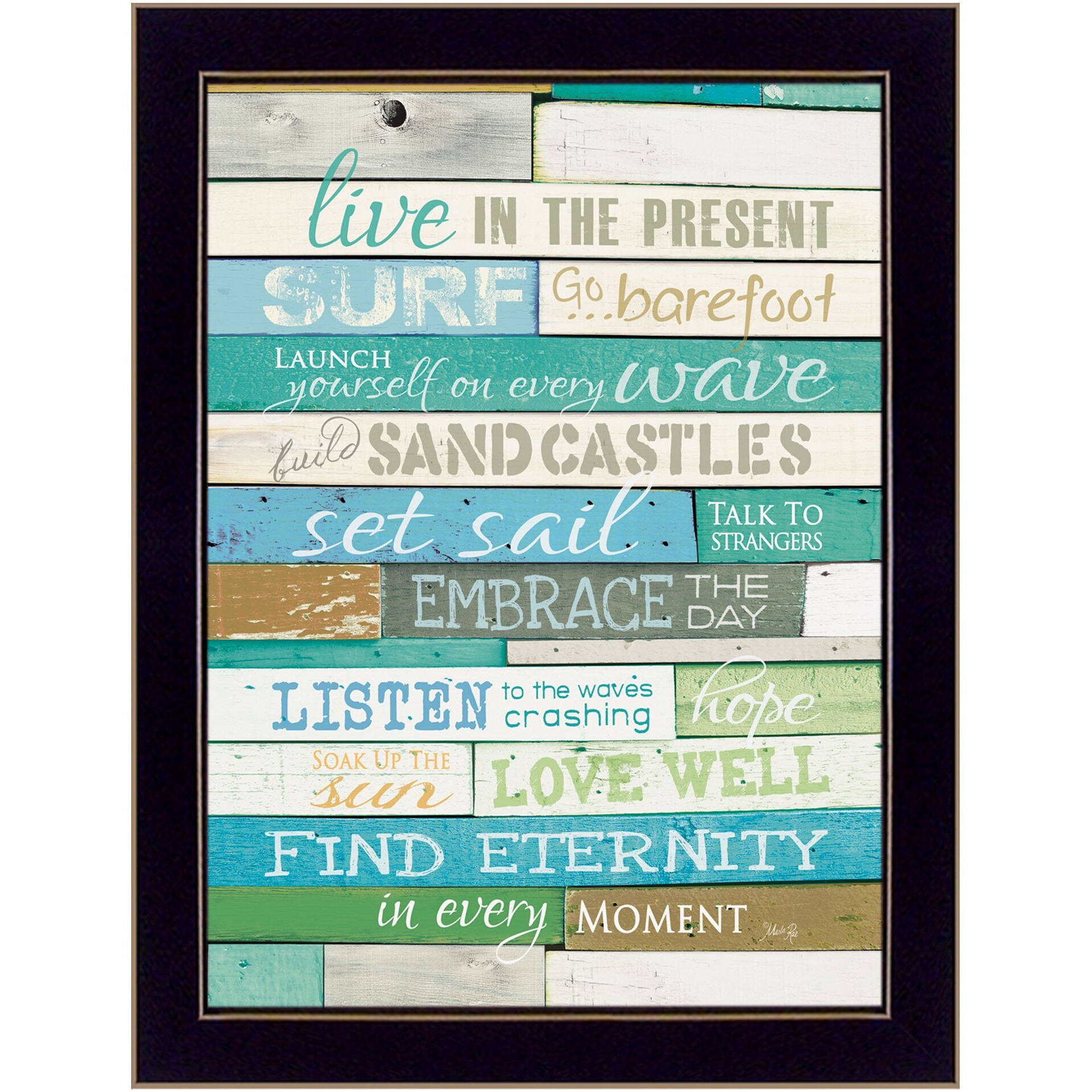 Live In The Present 1 Black Framed Print Wall Art