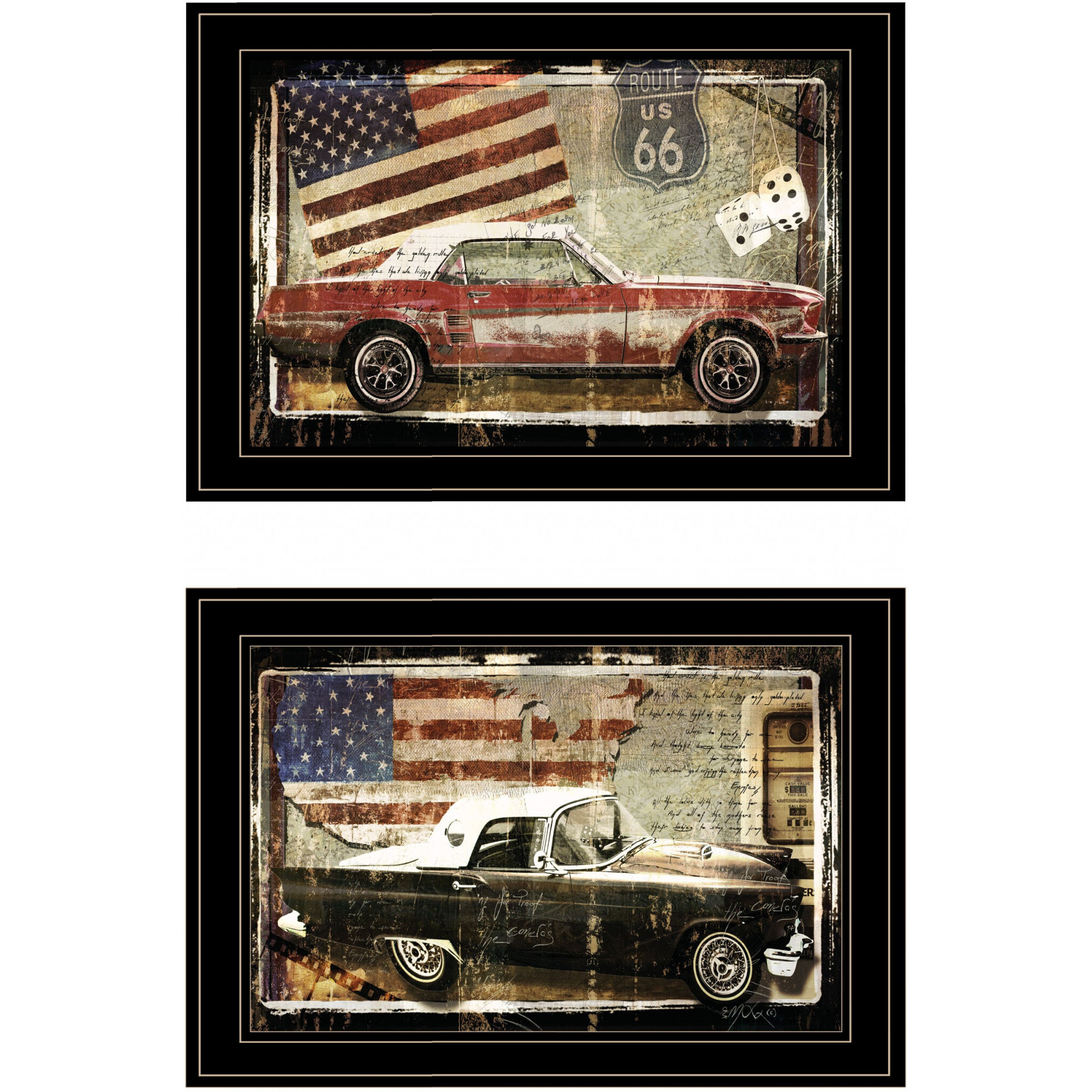 Set Of Two Vintage Classics 1 Black Framed Print Wall Art