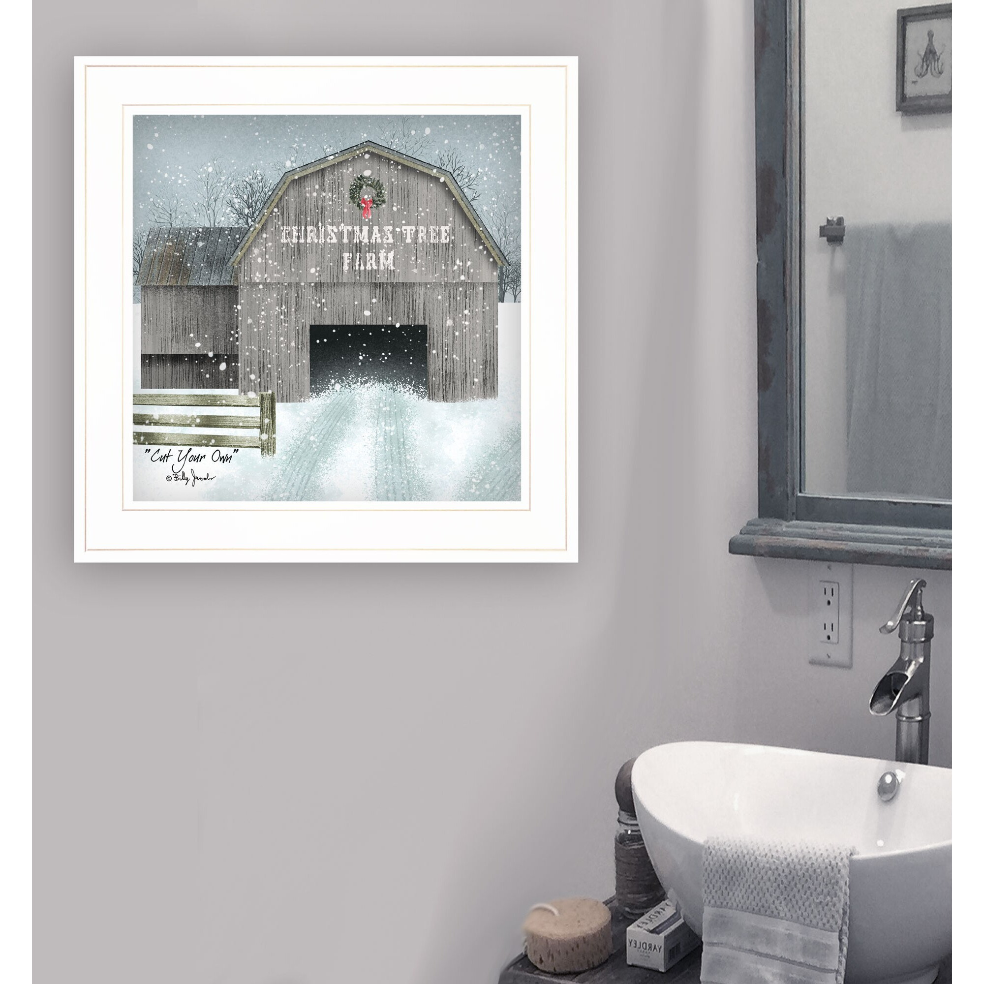 Cut Your Own Christmas Tree White Framed Print Wall Art