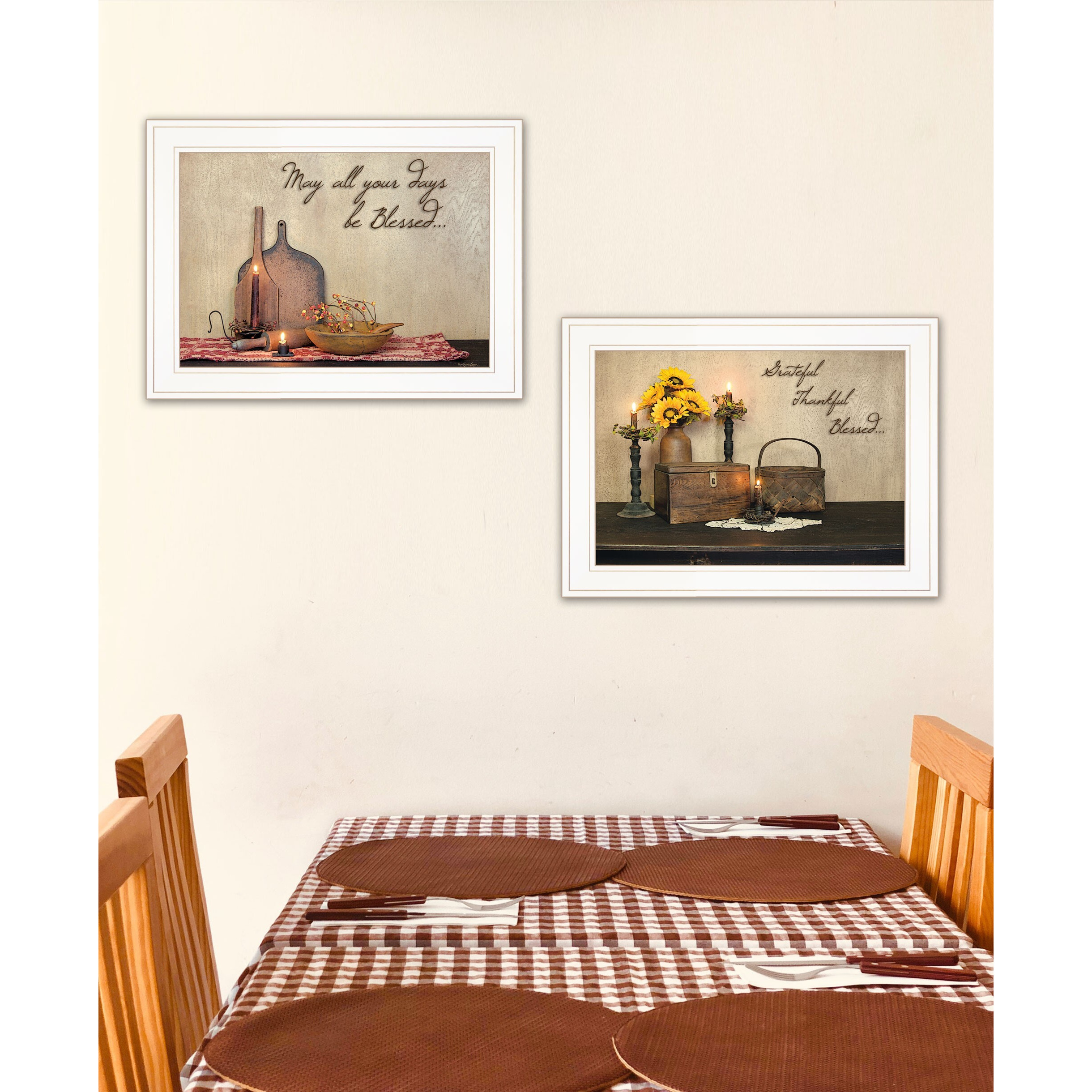 Set Of Two Twice Blessed White Framed Print Wall Art