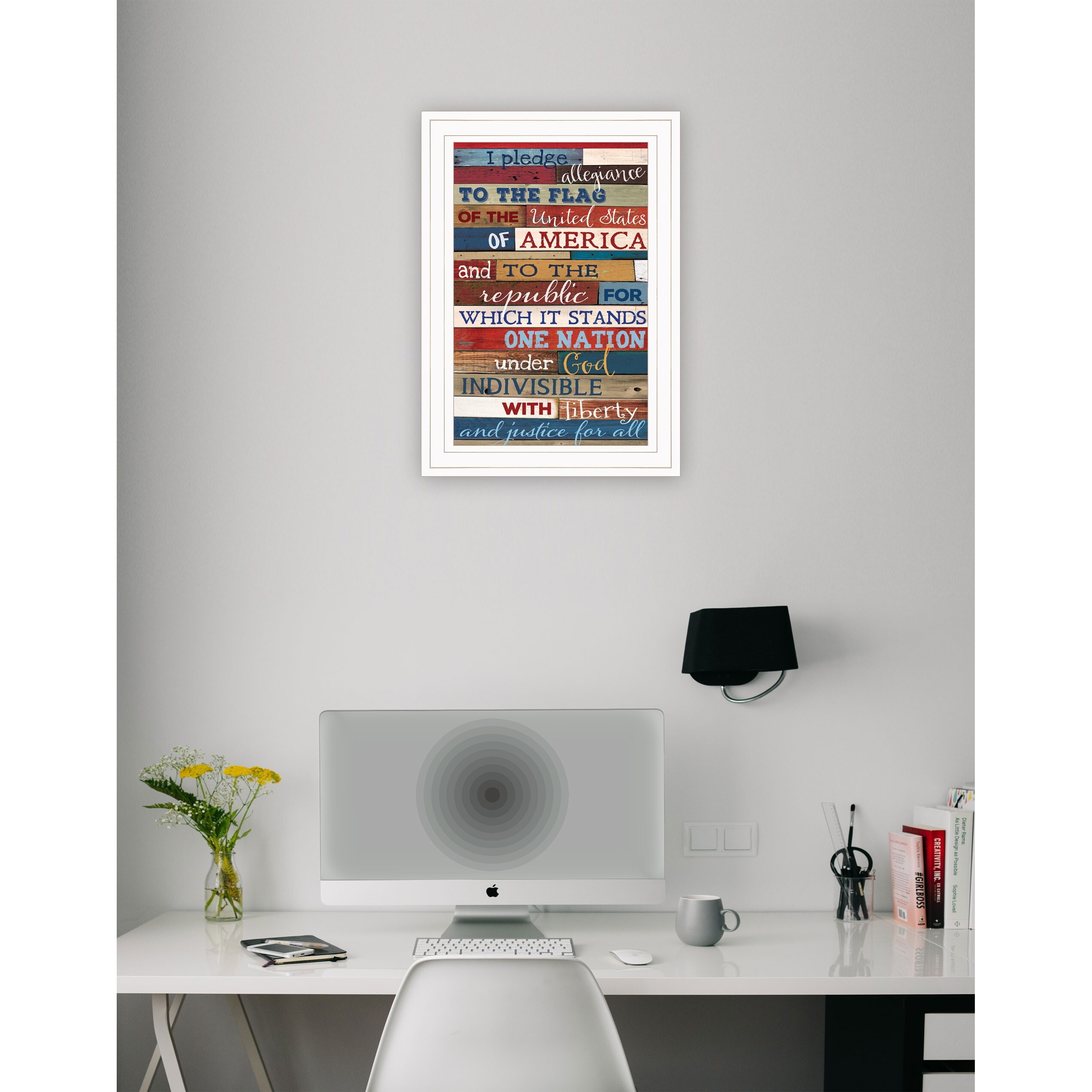 Red White And Blue Pledge Of Allegiance White Framed Print Wall Art