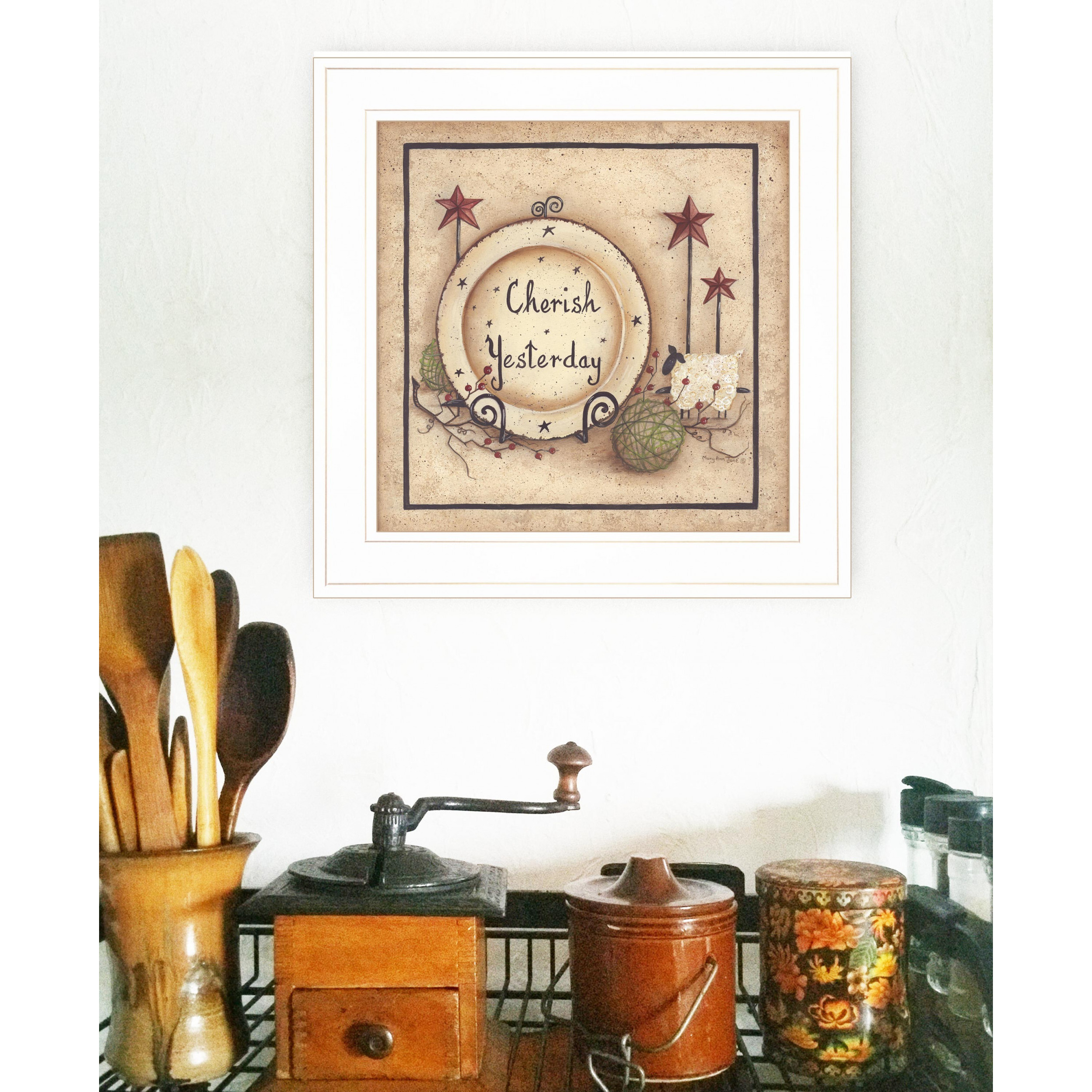 Cherish Yesterday 3 White Framed Print Wall Art