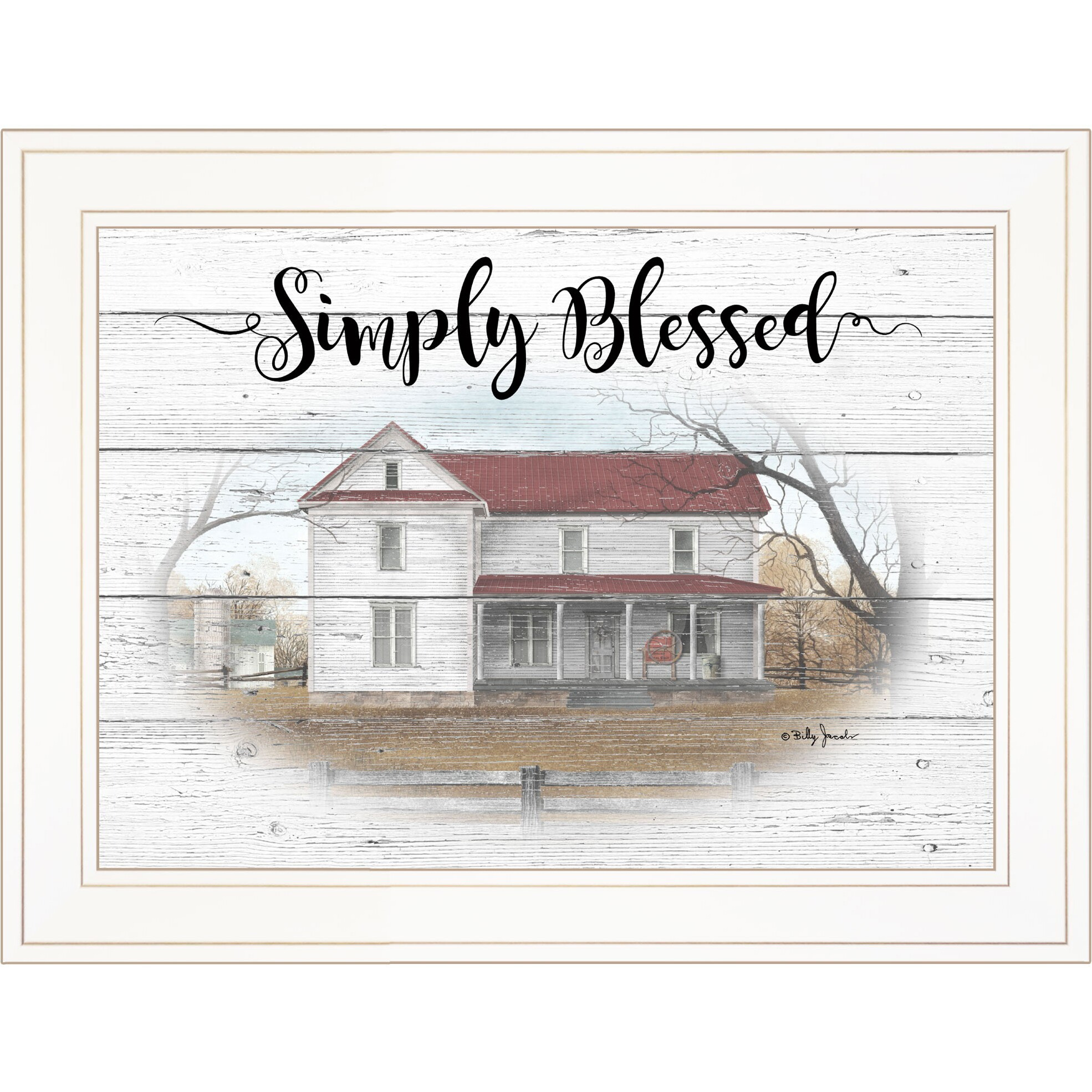 Simply Blessed Farmhouse White Framed Print Wall Art