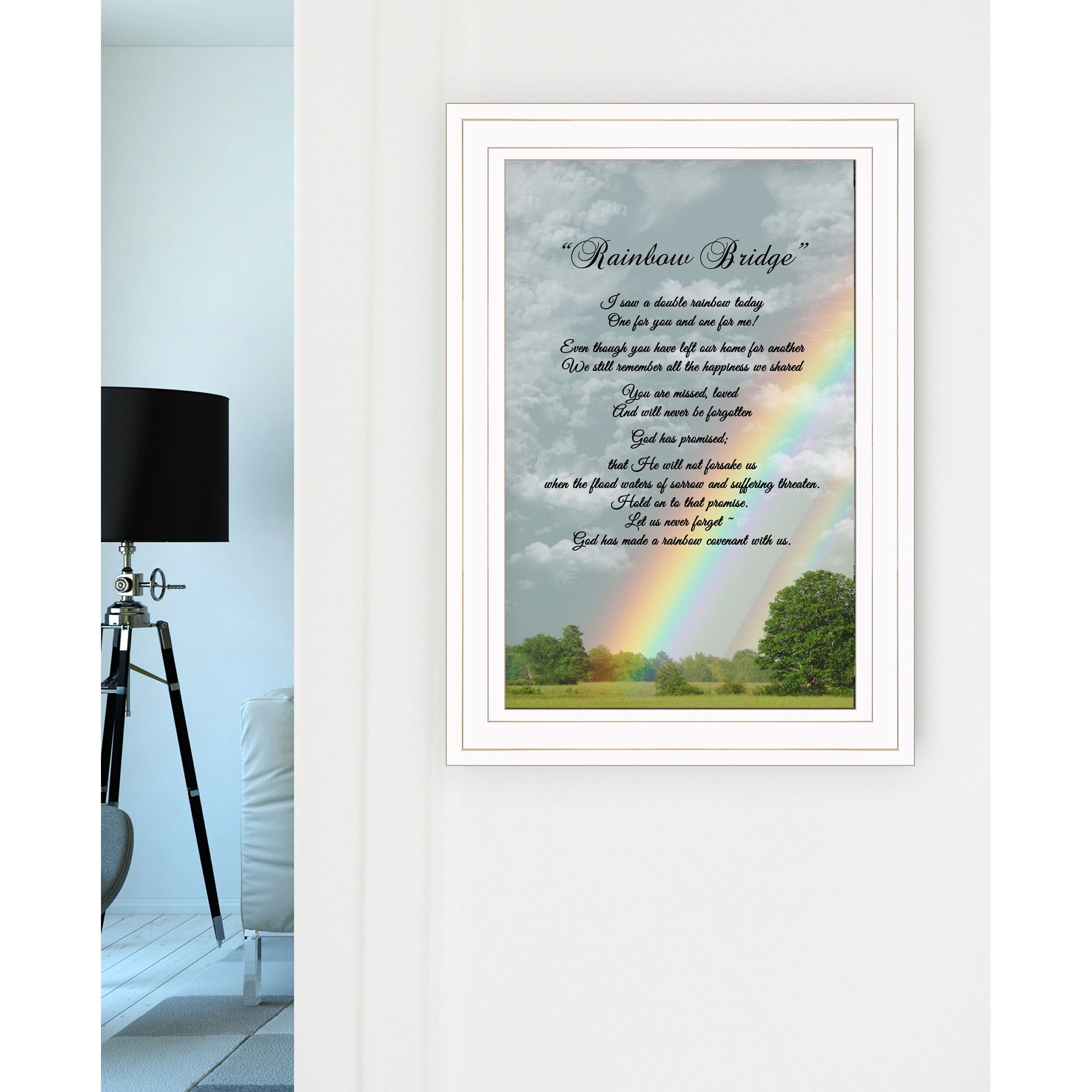 Rainbow Bridge White Framed Print Wall Art