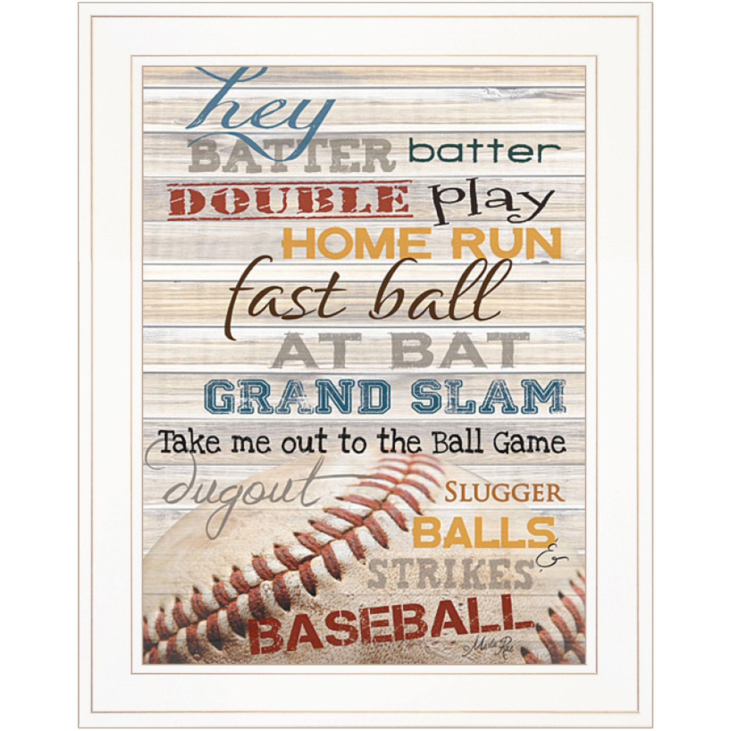 Hey Batter Batter 1 White Framed Print Wall Art