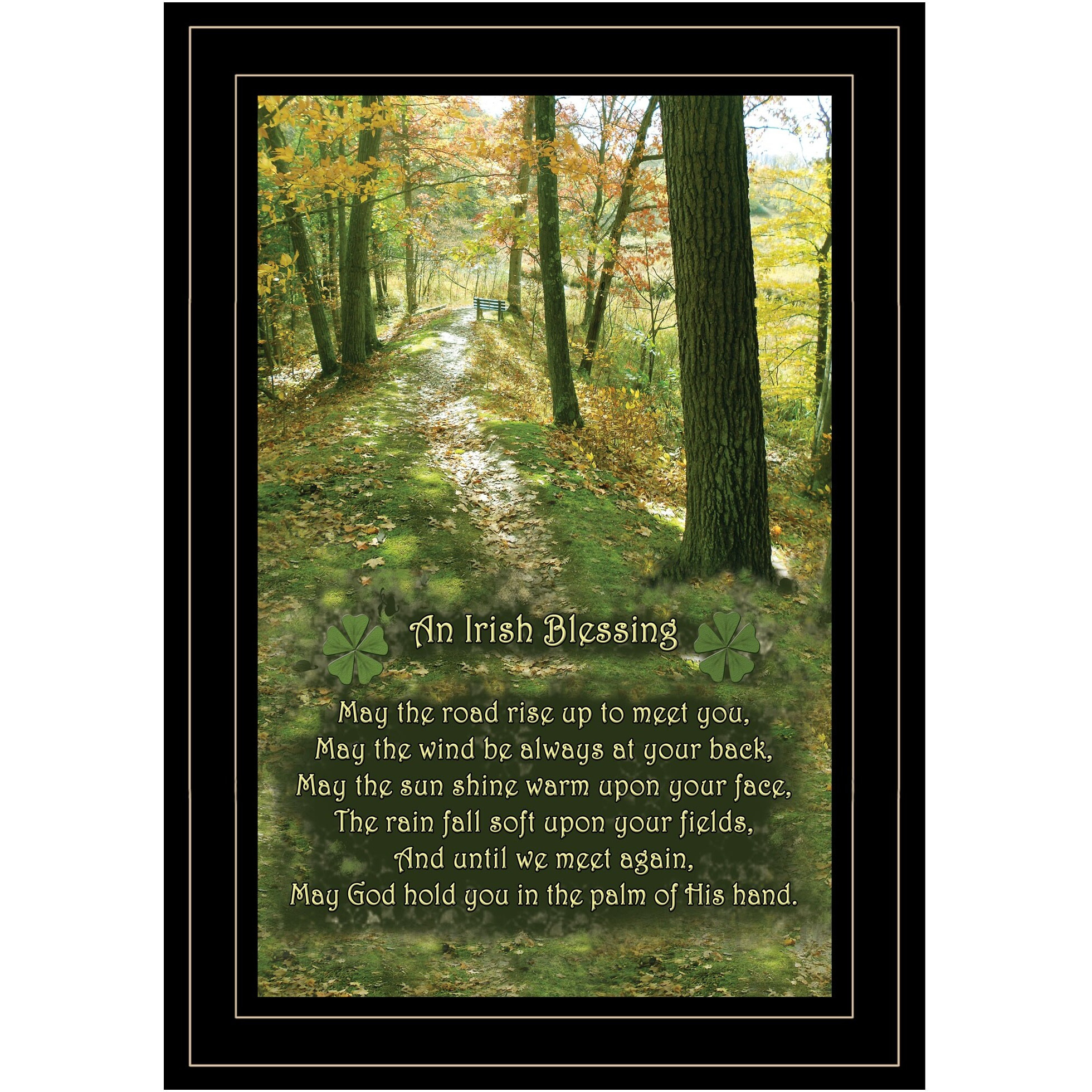 Irish Blessing Green Forest Black Framed Print Wall Art