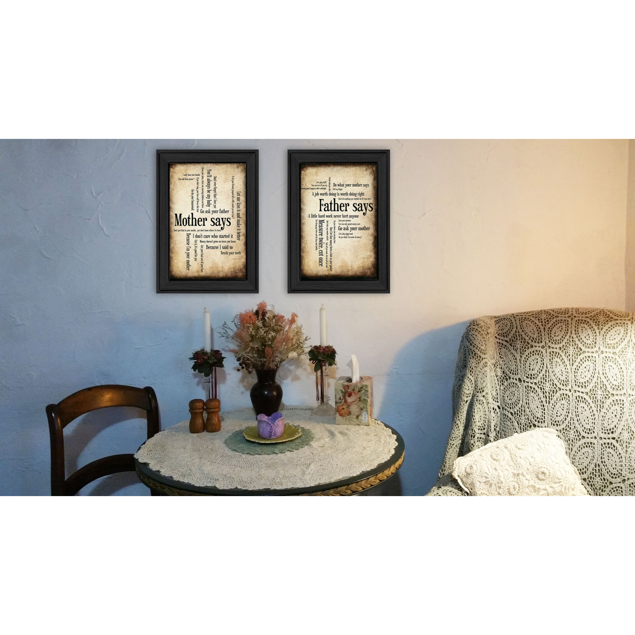 Set Of Two Parents Black Framed Print Wall Art