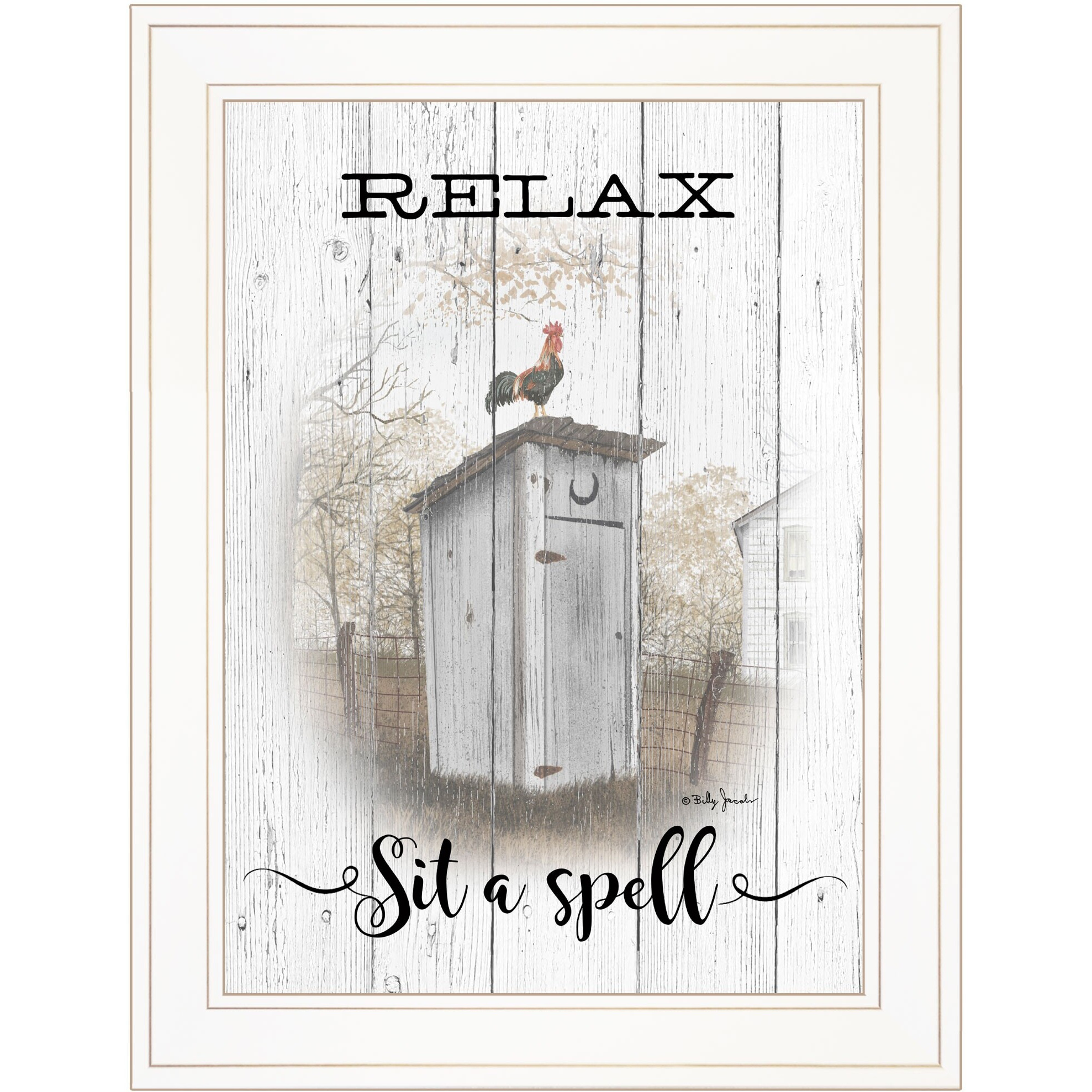 Relax Sit A Spell  White Framed Print Bathroom Wall Art