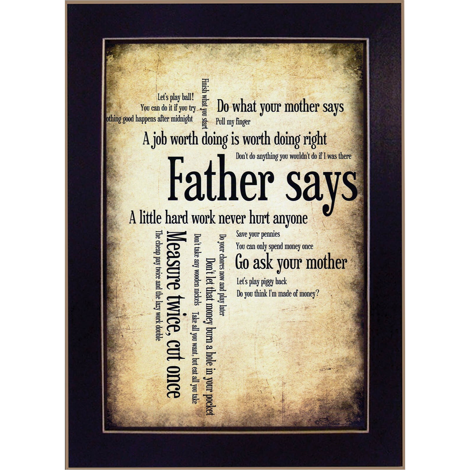 Father Says 1 Black Framed Print Wall Art