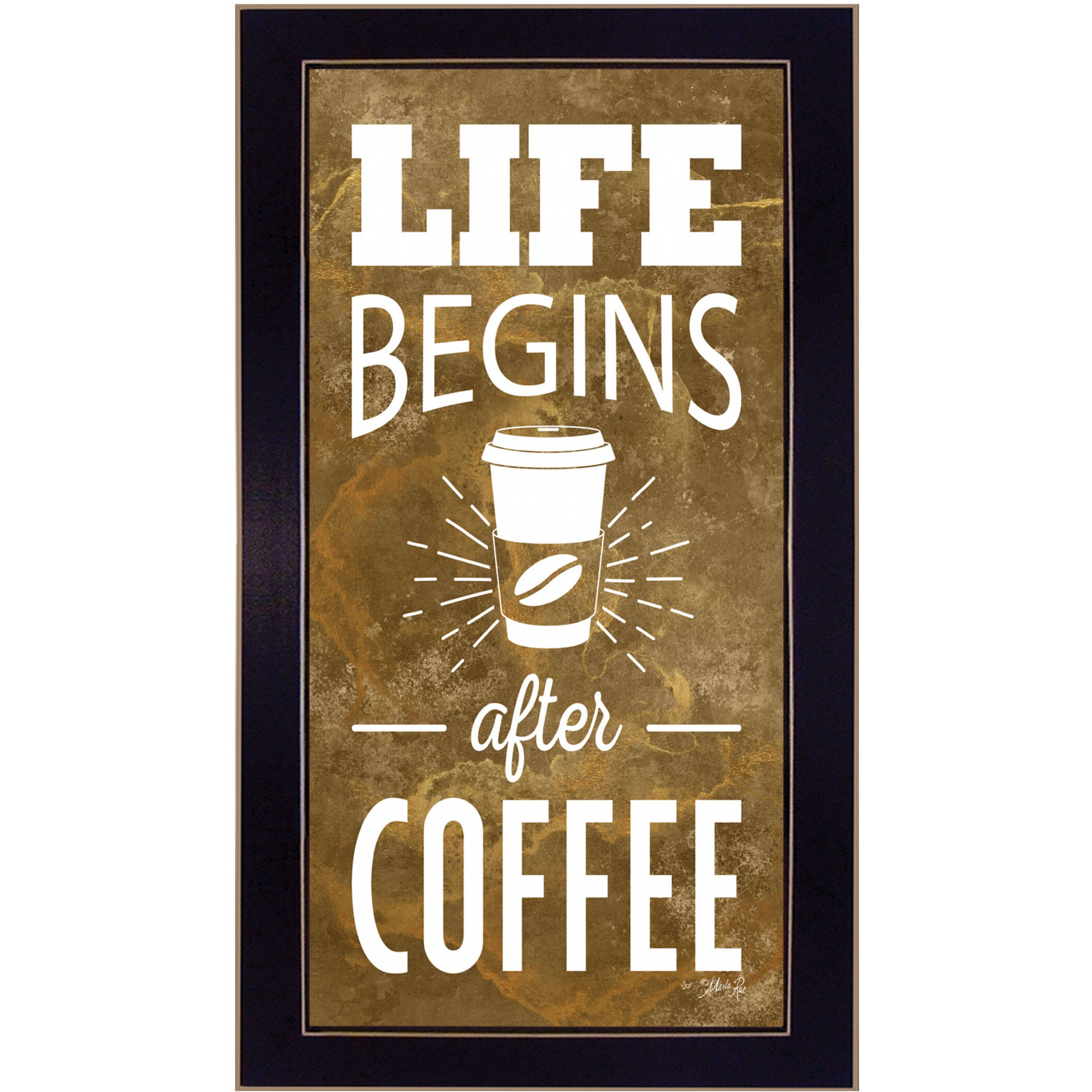 Life Begins After Coffee Black Framed Print Wall Art