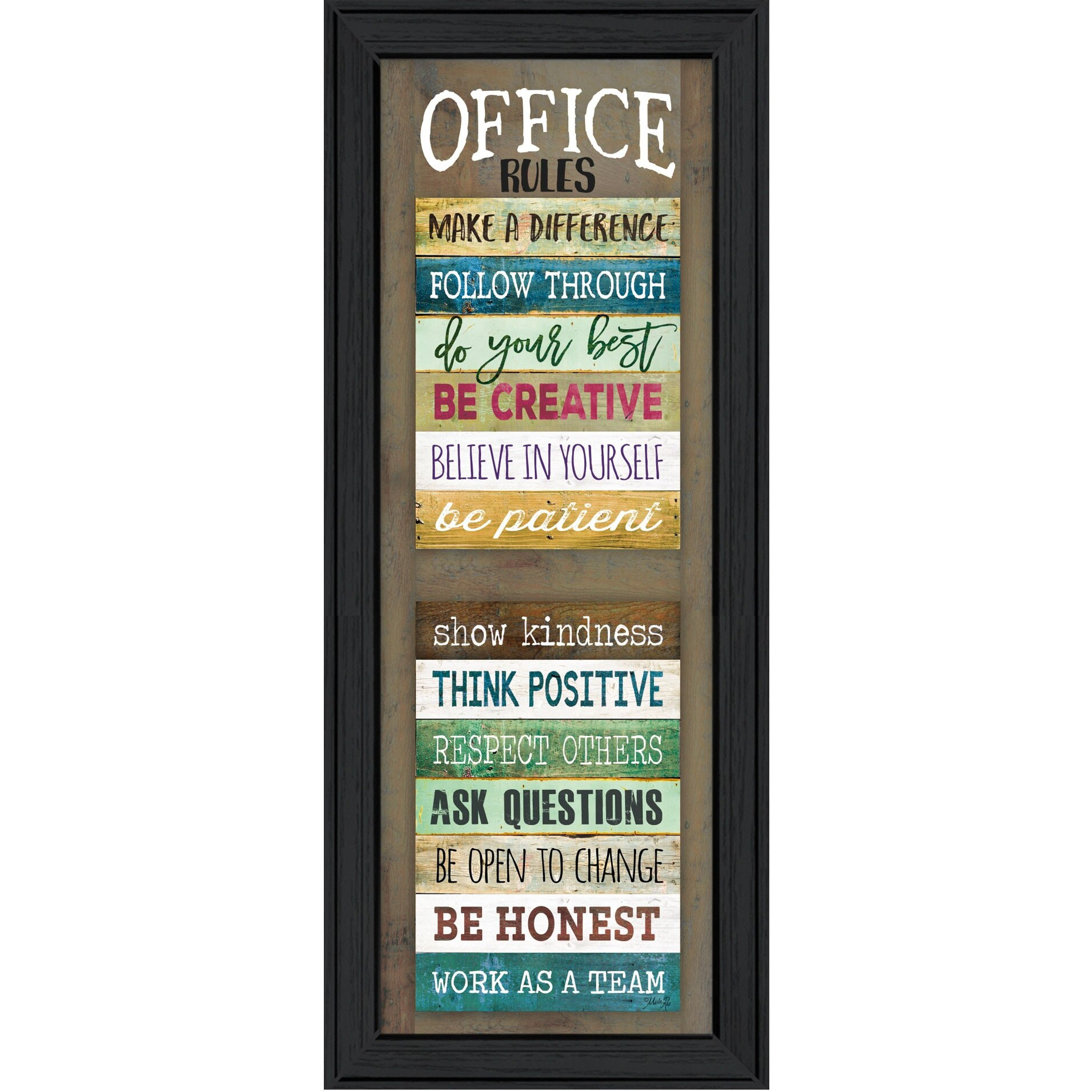 Office Rules 2 Black Framed Print Wall Art