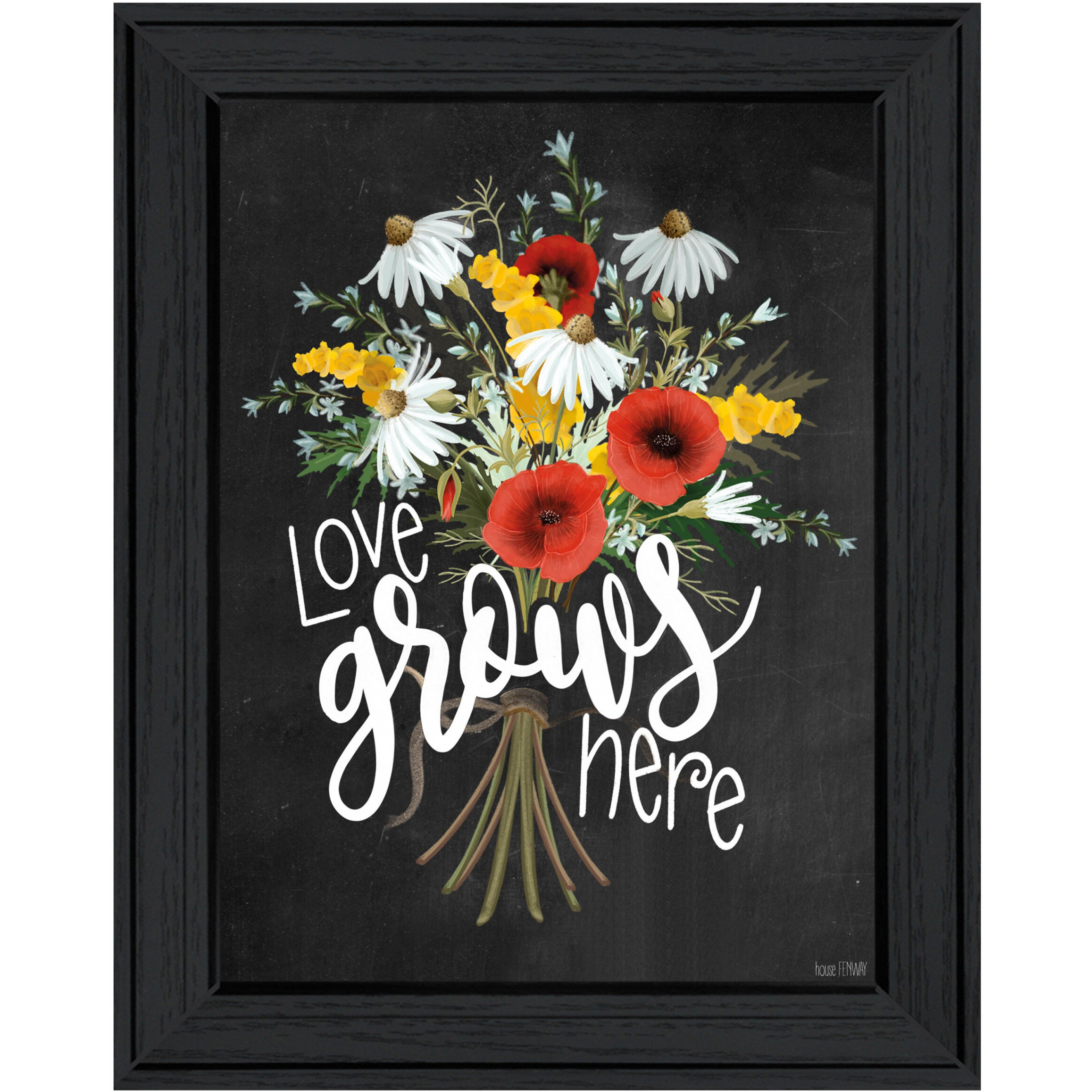 Love Grows Here 6 Black Framed Print Wall Art