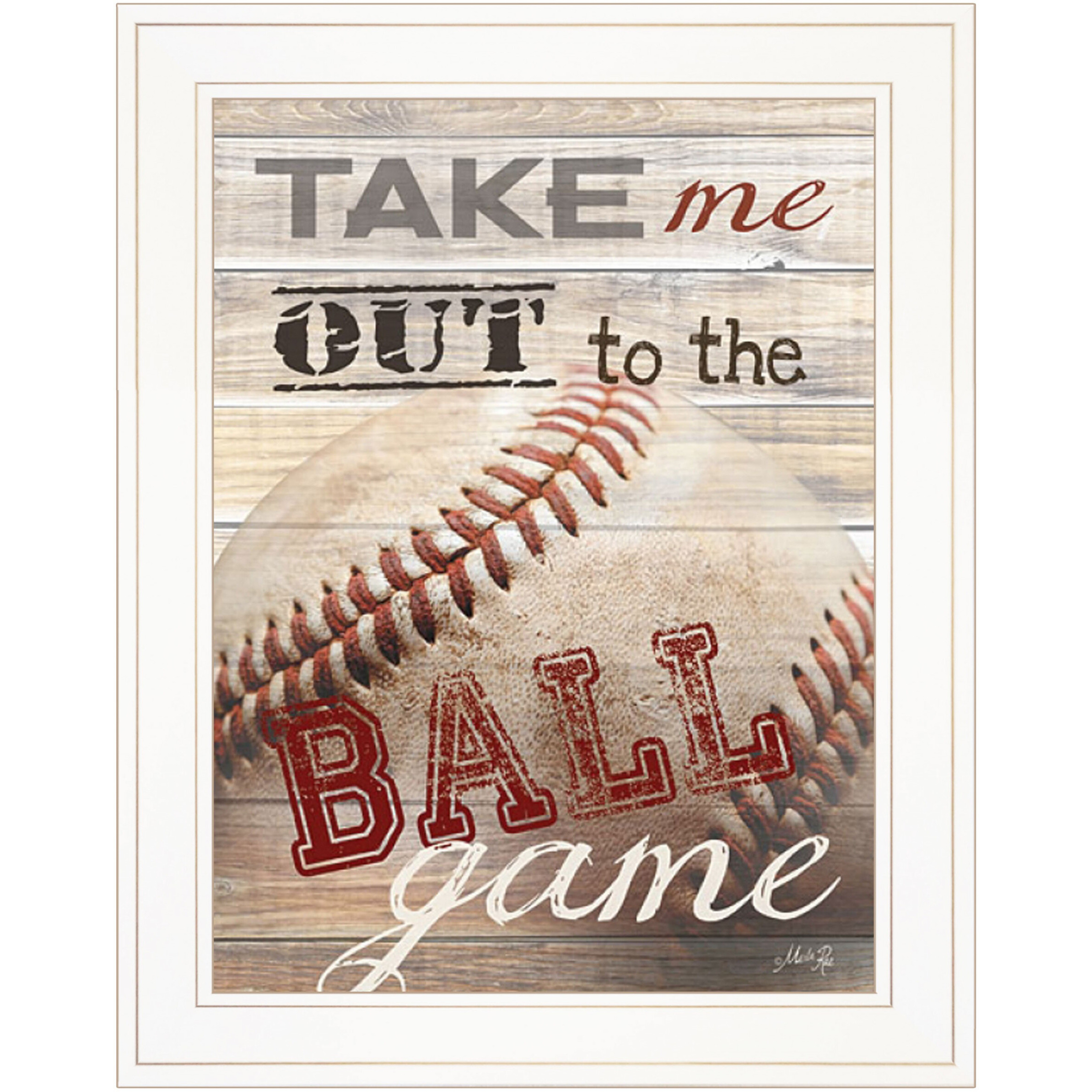 Take Me Out To The Ball Game 1 White Framed Print Wall Art
