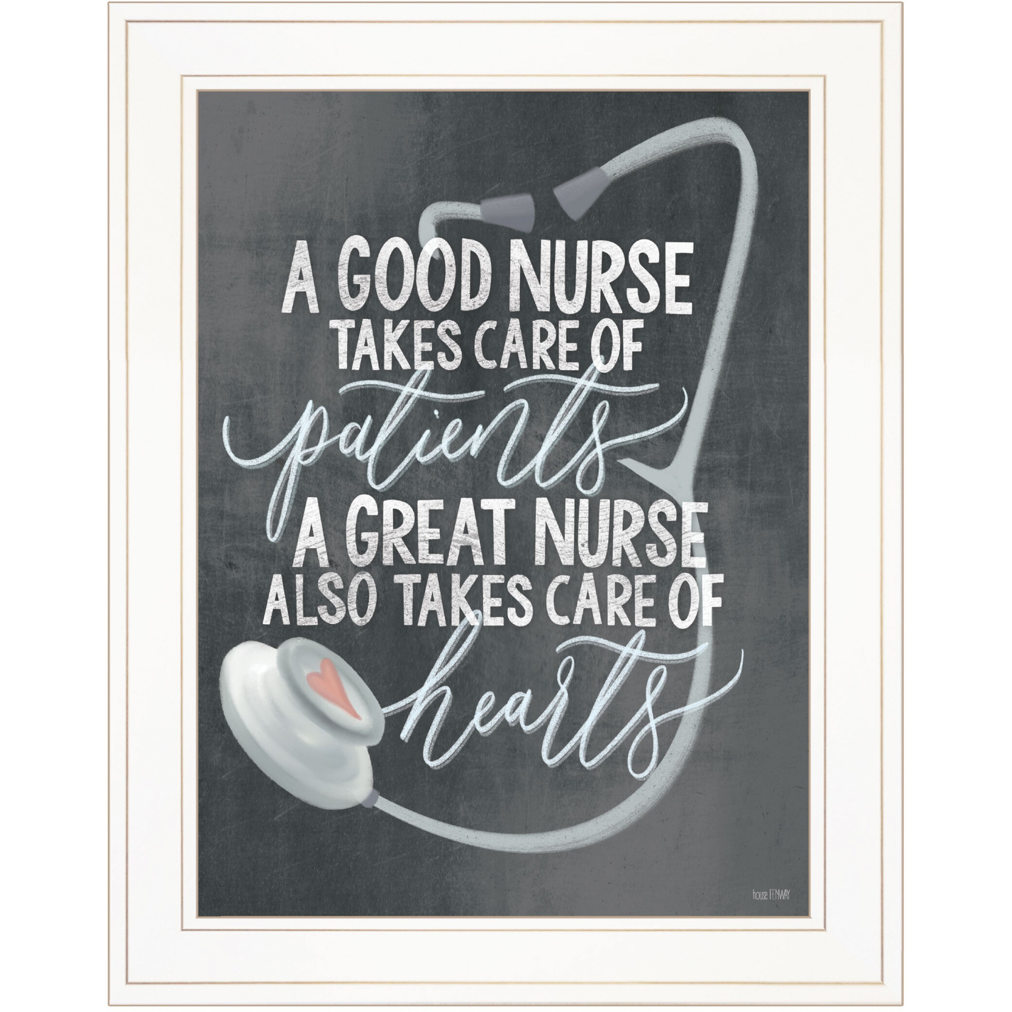 A Nurses Heart 1 White Framed Print Wall Art