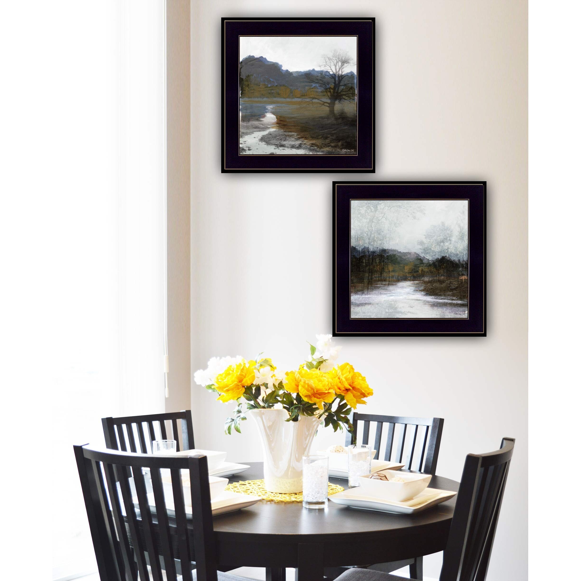 Set Of Two Winter Landscape 2 Black Framed Print Wall Art