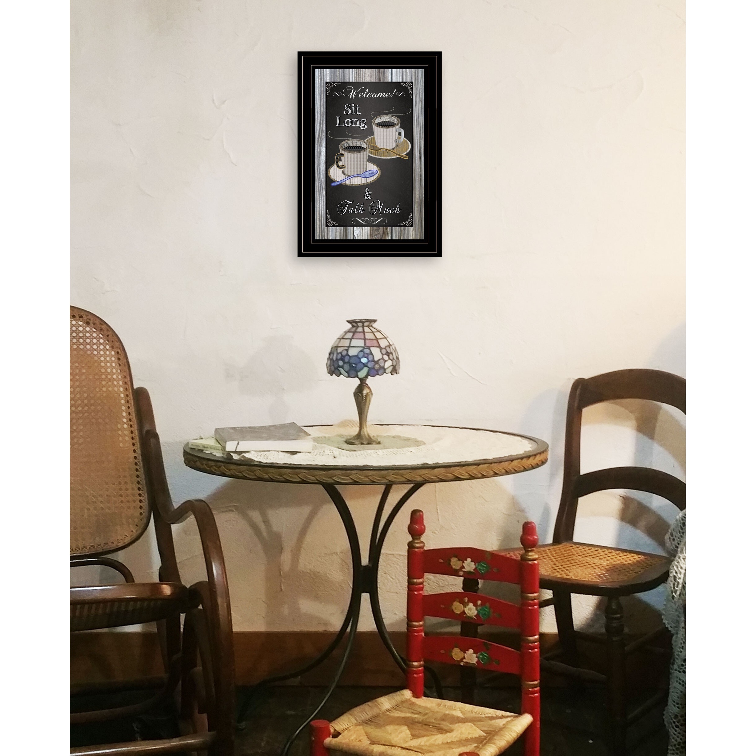 Sit Long Talk Much Chalkboard Framed 2 Black Framed Print Wall Art