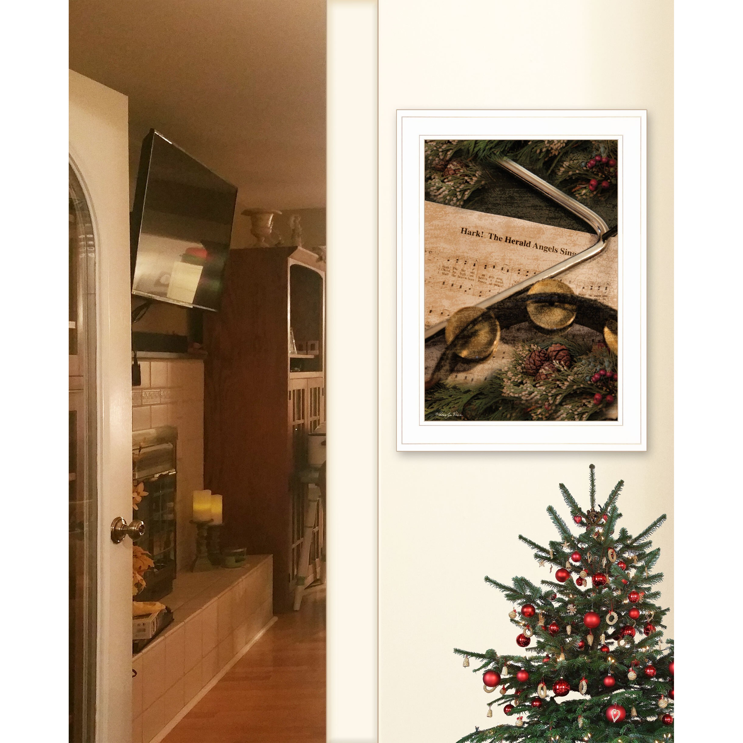 Hark The Herald Angels Sing White Framed Print Wall Art