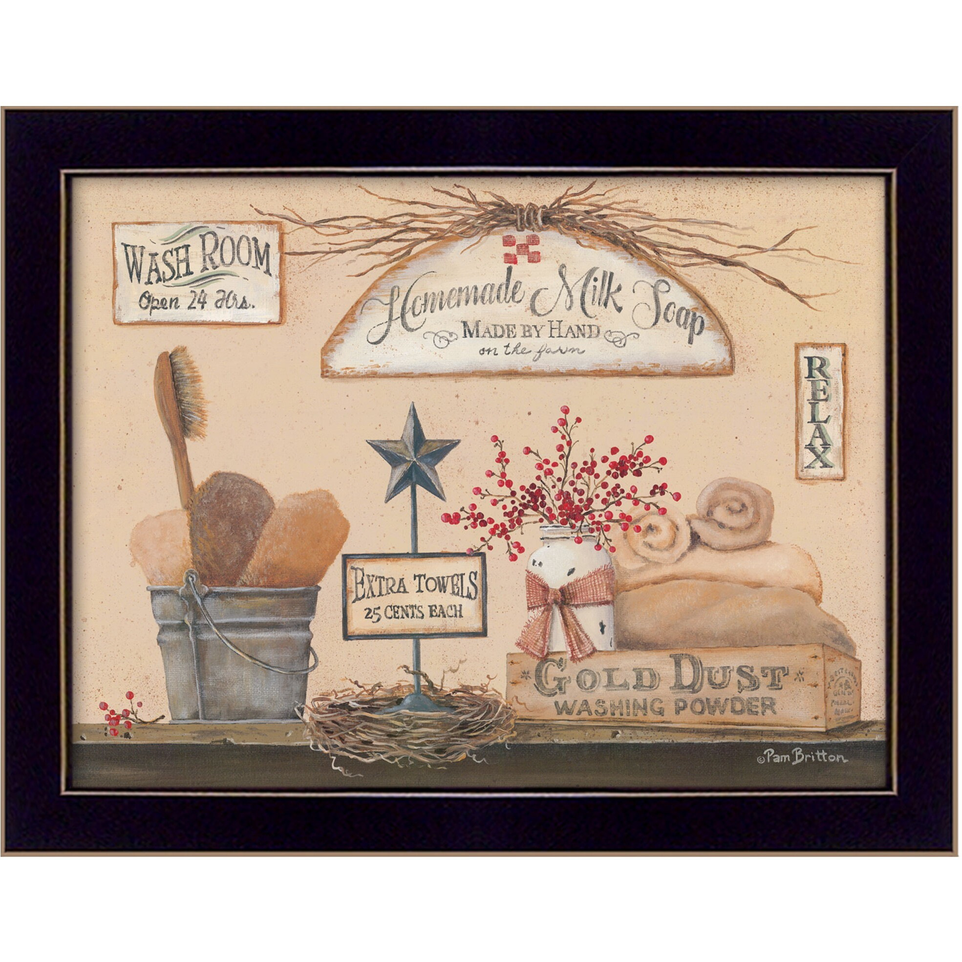 Wash Room Black Framed Print Bathroom Wall Art