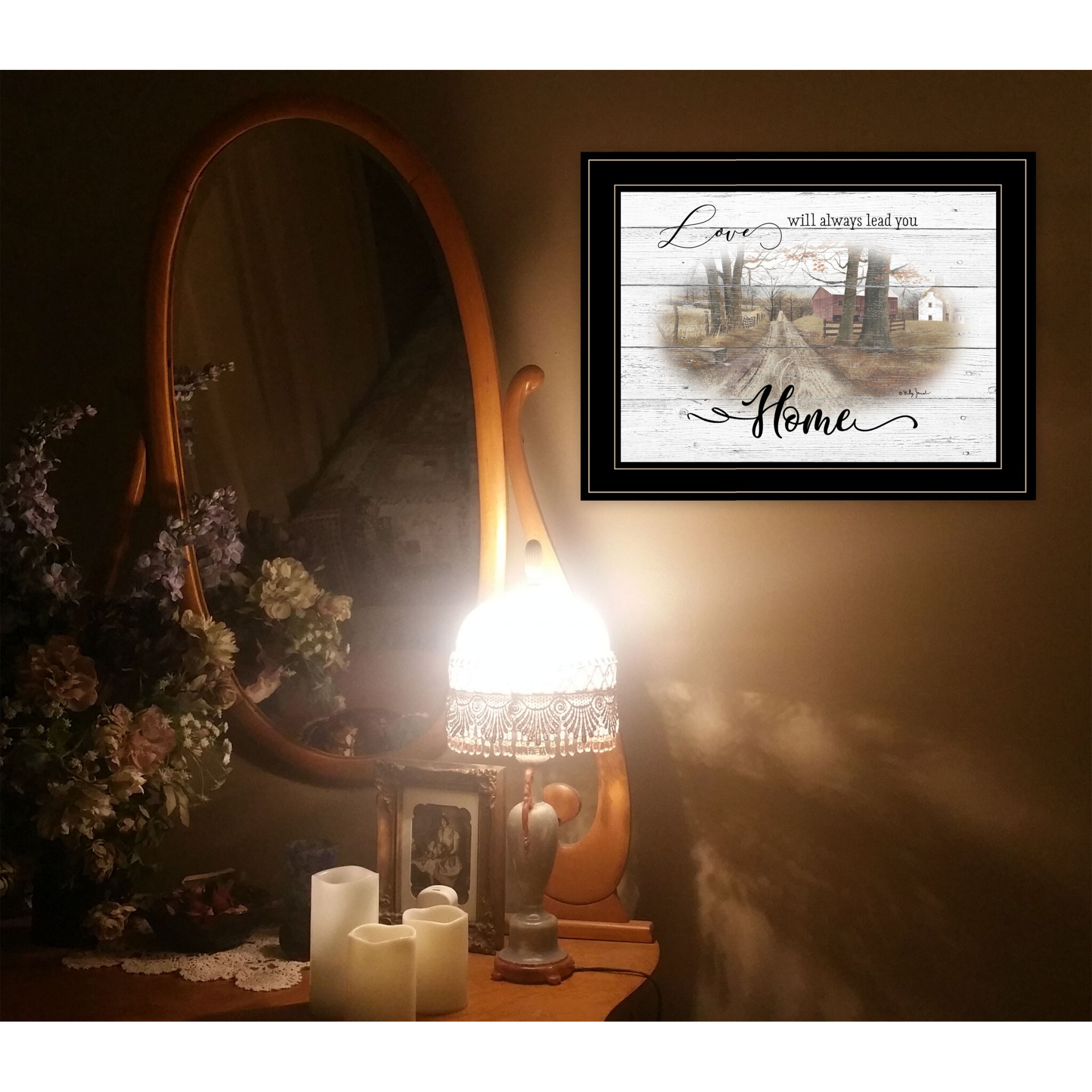 Love Will Always Lead You Home Farmhouse Black Framed Print Wall Art
