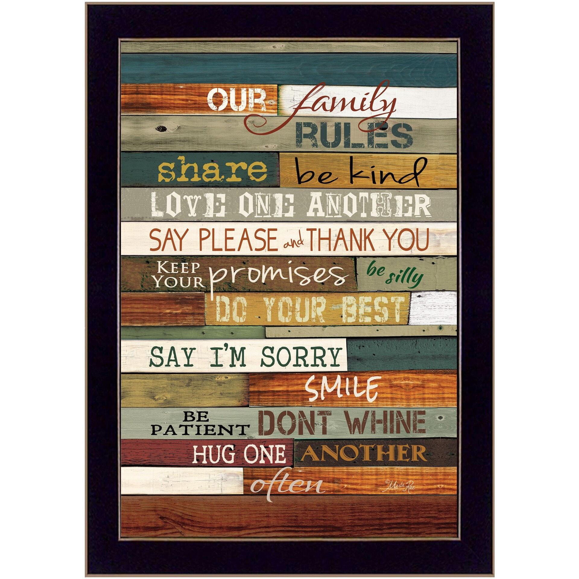 Our Family Rules 1 Black Framed Print Wall Art